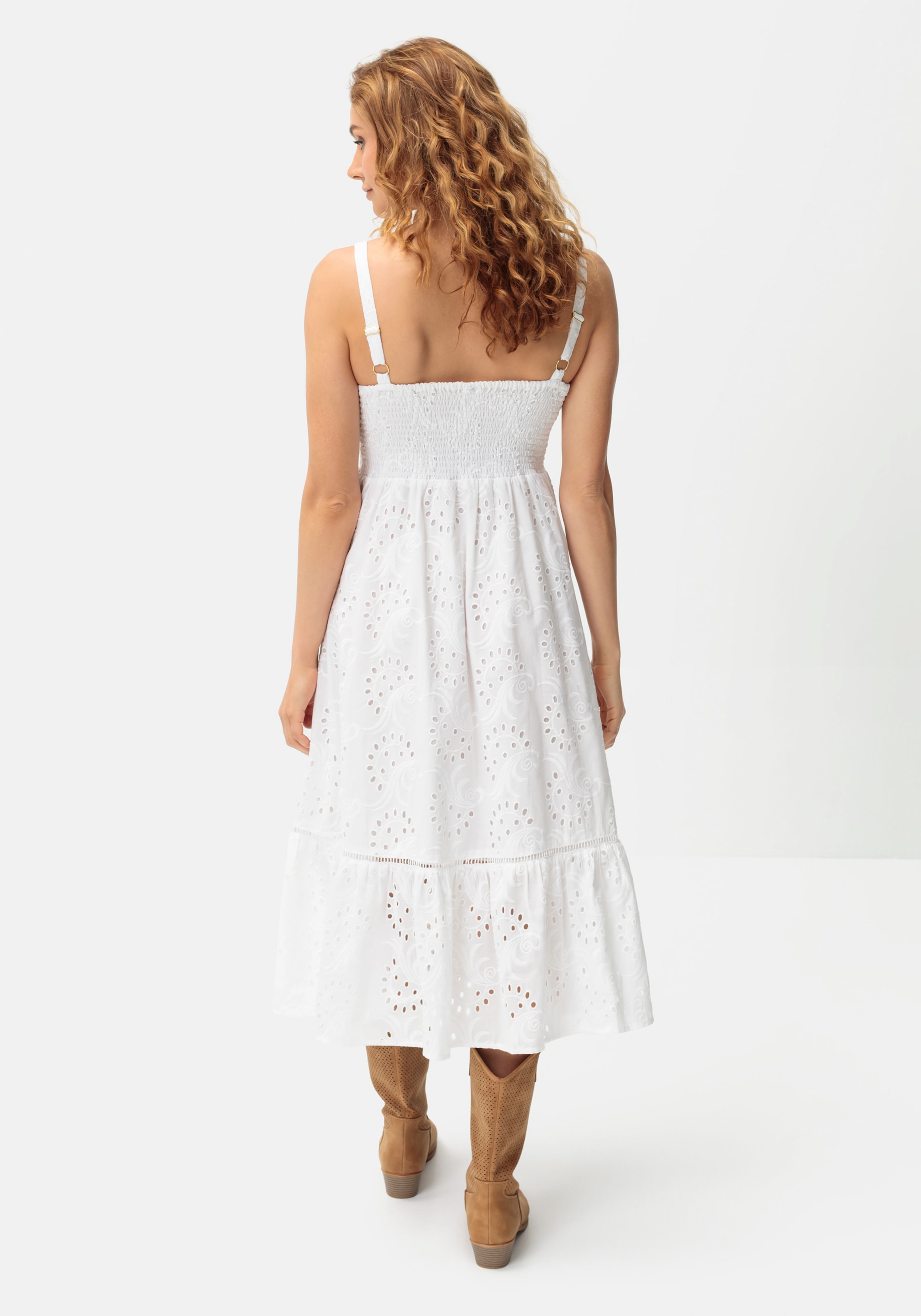 LASCANA Midikleid mit sommerlicher Lochstickerei