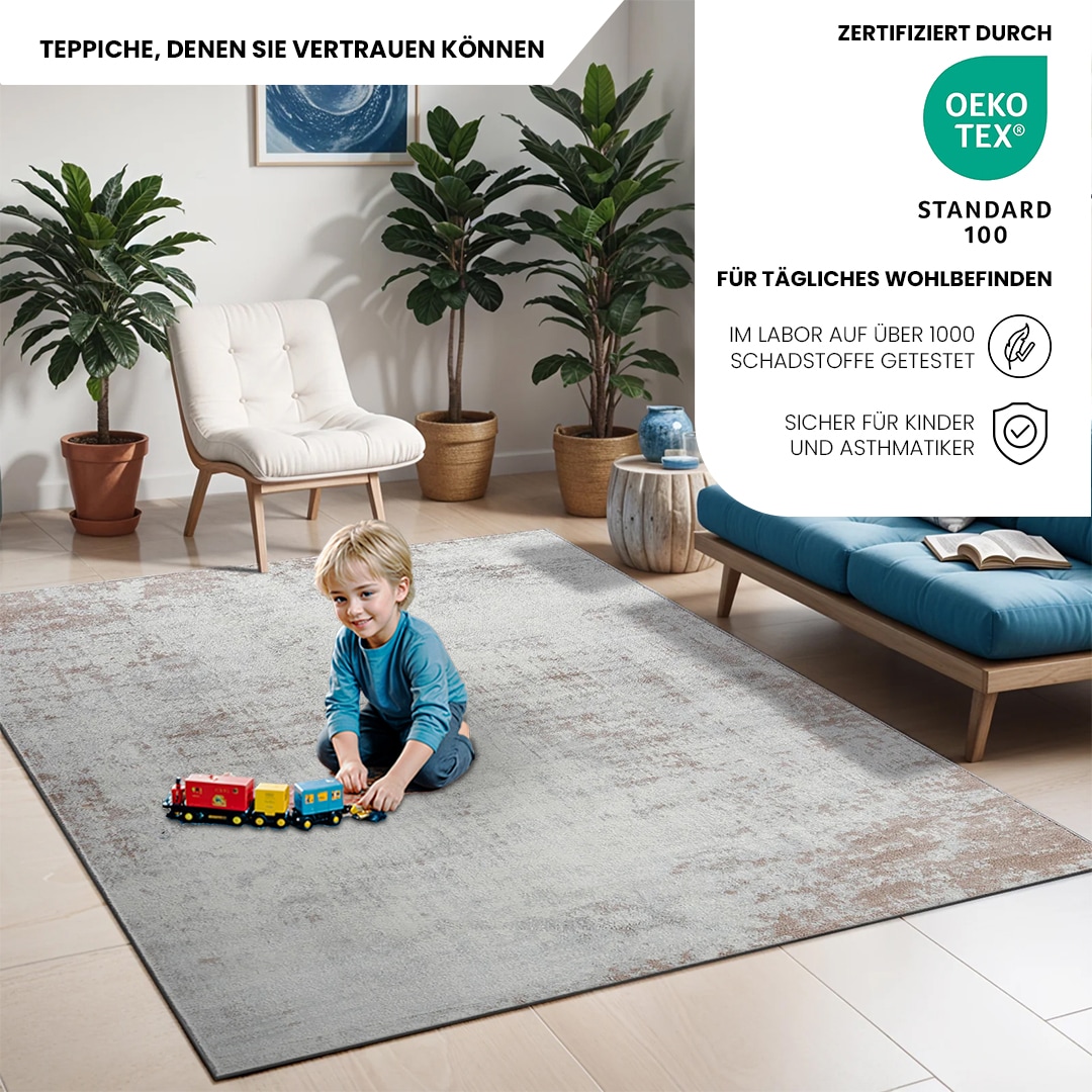 Livabliss Tapis »WAMBA« Rectangulaire 10 mm Höhe Moderner Designerteppich in Marmor Optik, Kurzflor Wohnzimmerteppich