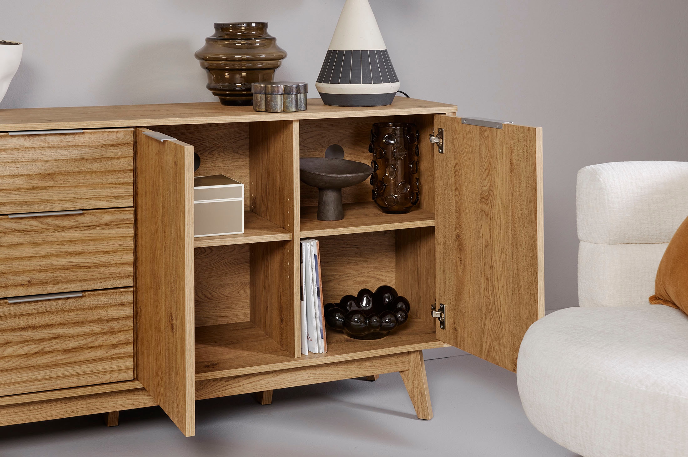 Jahnke Buffet »WAVE SB 170« 1 cuis tlg. Buffet, 3 tiroirs + 3 portes, design ondulé, largeur 169,5 cm