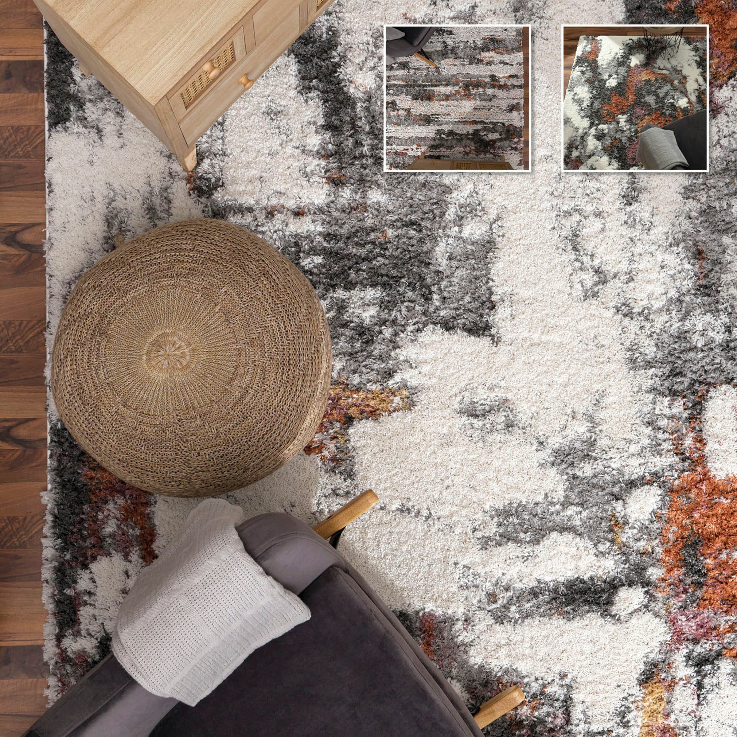 Paco Home Hochflor-Teppich »Vincenza 281« rechteckig 34 mm Höhe samtweich und kuschelig, modernes Design, Used Look