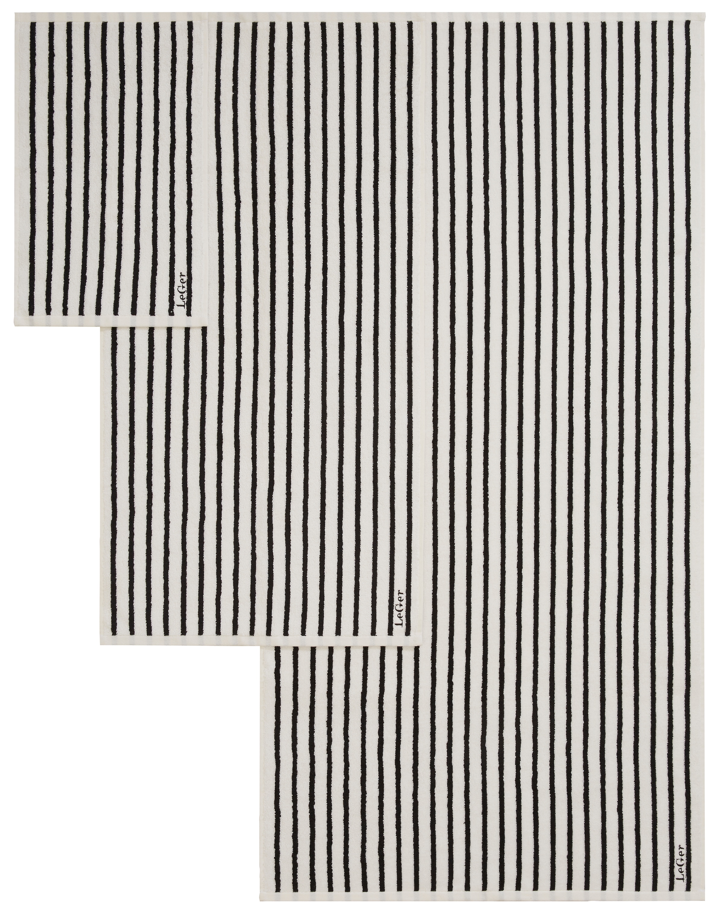 LeGer Home by Lena Gercke Set de serviettes »Tamsin, Duschtücher, Handtücher, Gästetücher, Premium 500 gr/m²« Ensemble 6 cuis Frottee avec broderie logo, 100% coton, rayé, doux, garantie 5 ans