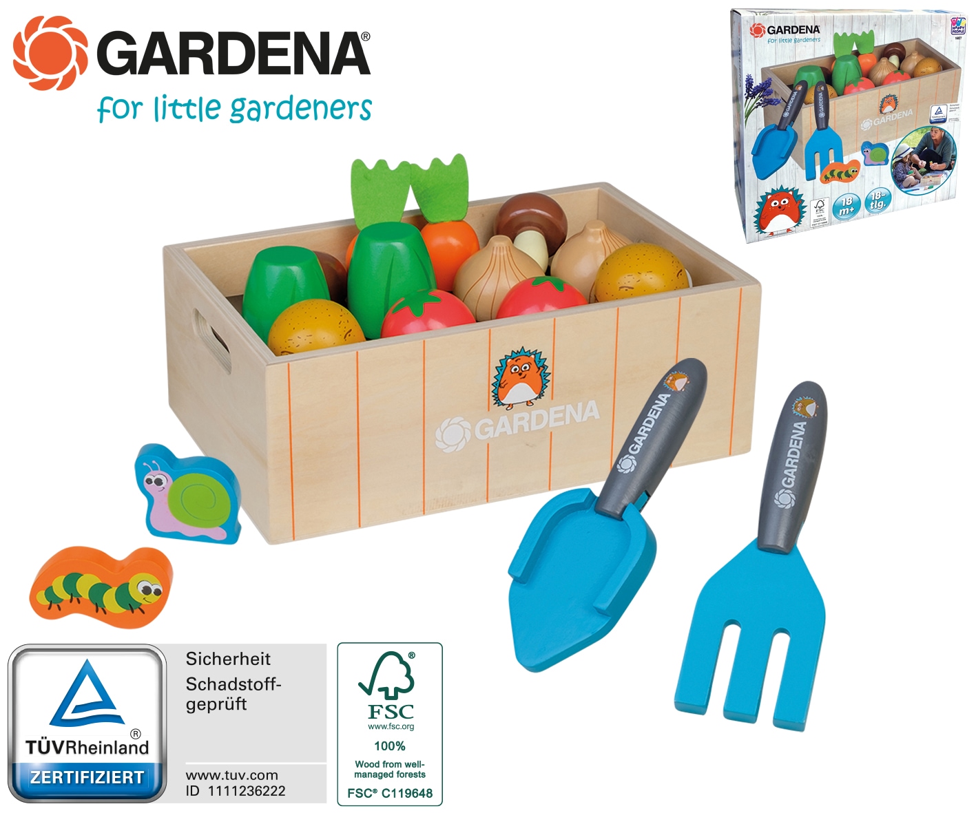 Happy People Steckspielzeug »GARDENA Holz-Gemüse-Steckbeet«