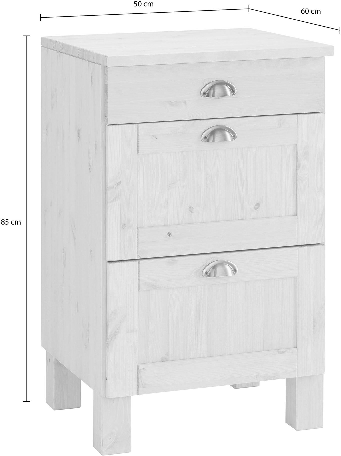 Home affaire Armoire basse »Oslo« 50 cm de large, en 2 profondeurs, avec plan de travail de 23 mm, 3 tiroirs