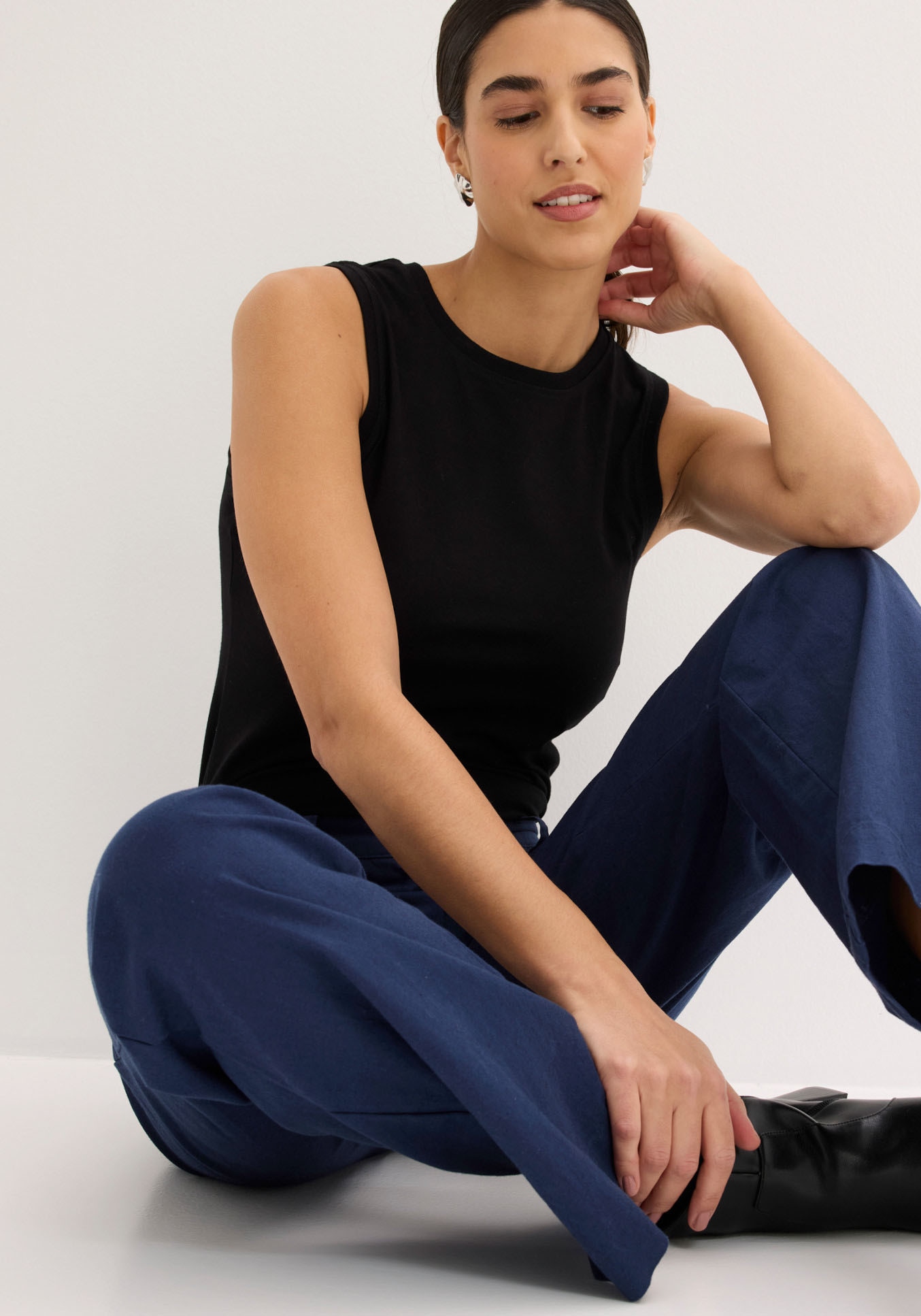 bonprix Pantalon en lin  aus Leinen-Baumwoll-Mix, Loose Fit, komfortable Leibhöhe