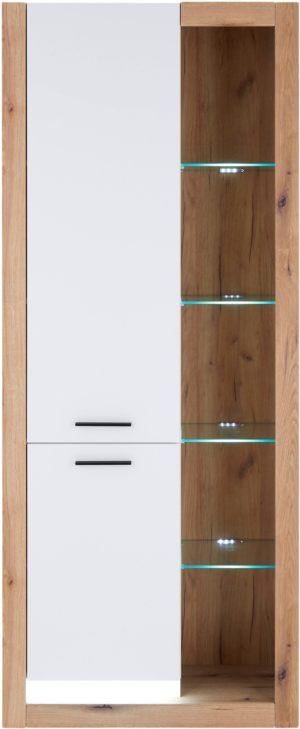 Home affaire Vitrines »Brixen, Vitrinenschrank in Eiche Dekor, moderne Standvitrine« Metallgriffe, ausreichend Stauraum, vielseitig einsetzbar, 80 cm breit