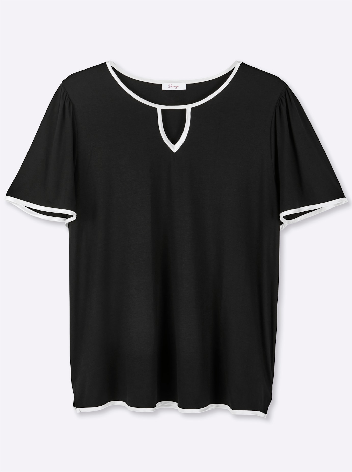 Sheego Shirt à col rond »Halbarmshirt« 1