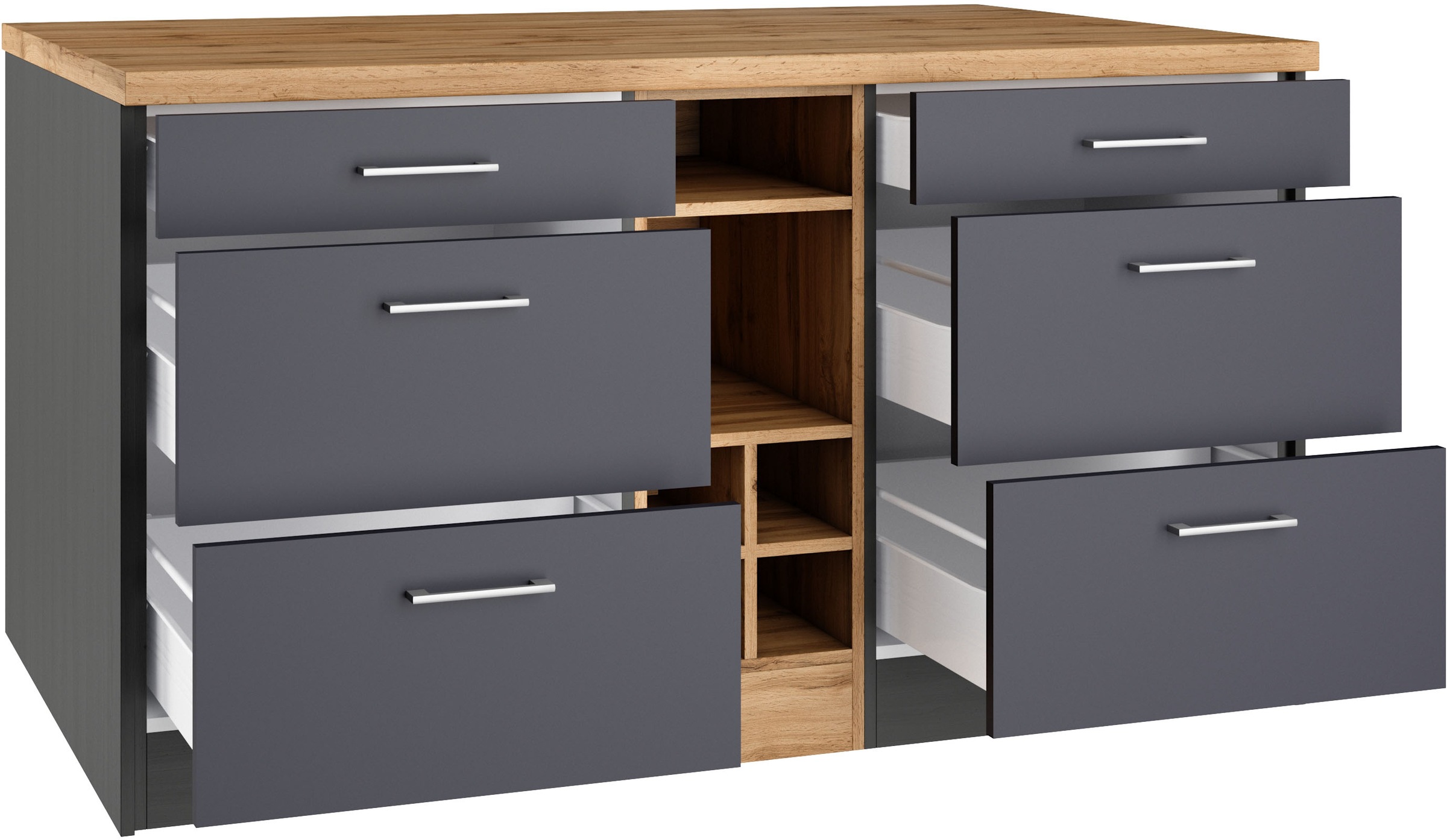 KOCHSTATION Ilot de cuisine »KS-Milan« dimensions 153/100 cm, beaucoup d’espace de rangement, lieu central : cuisine