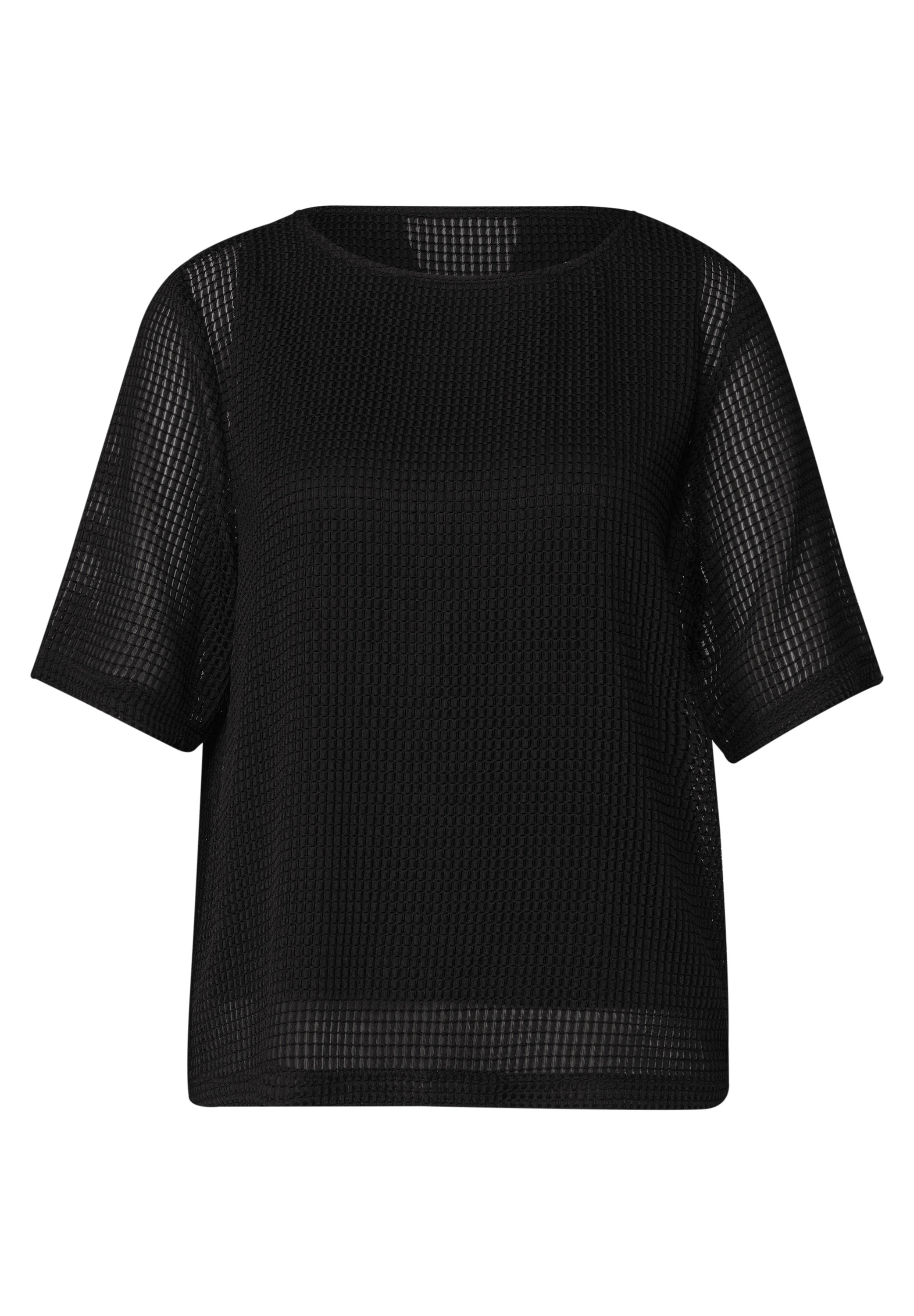STREET ONE T-shirt 2 en 1 Sommershirt aus Mesh mit U-Boot-Ausschnitt