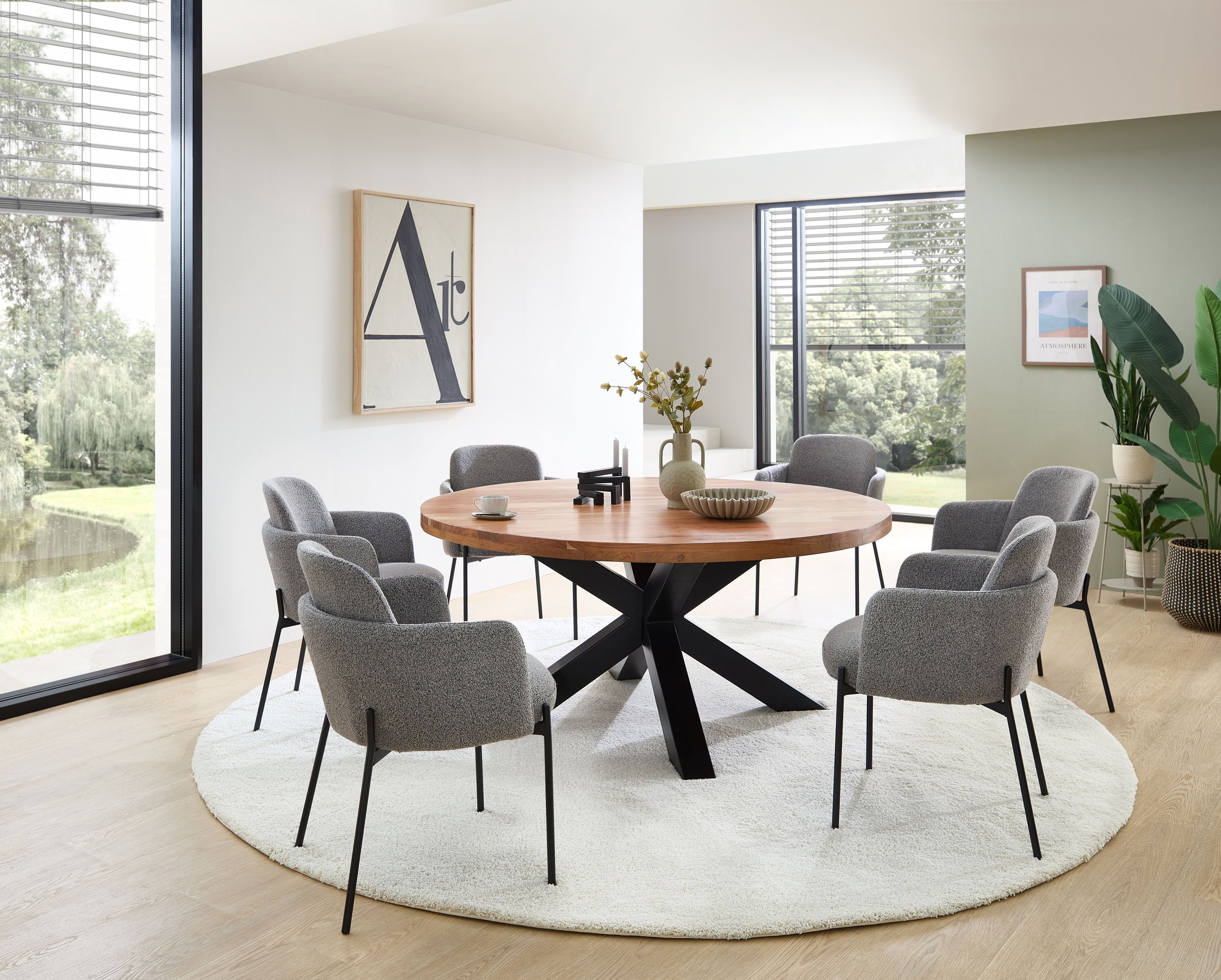 Stolkom Chaise avec accoudoirs »Flora BxHxT 61x84x63 cm« (Ensemble) 4 cuislargeur 61cm, ressorts ensachés dans l'assise