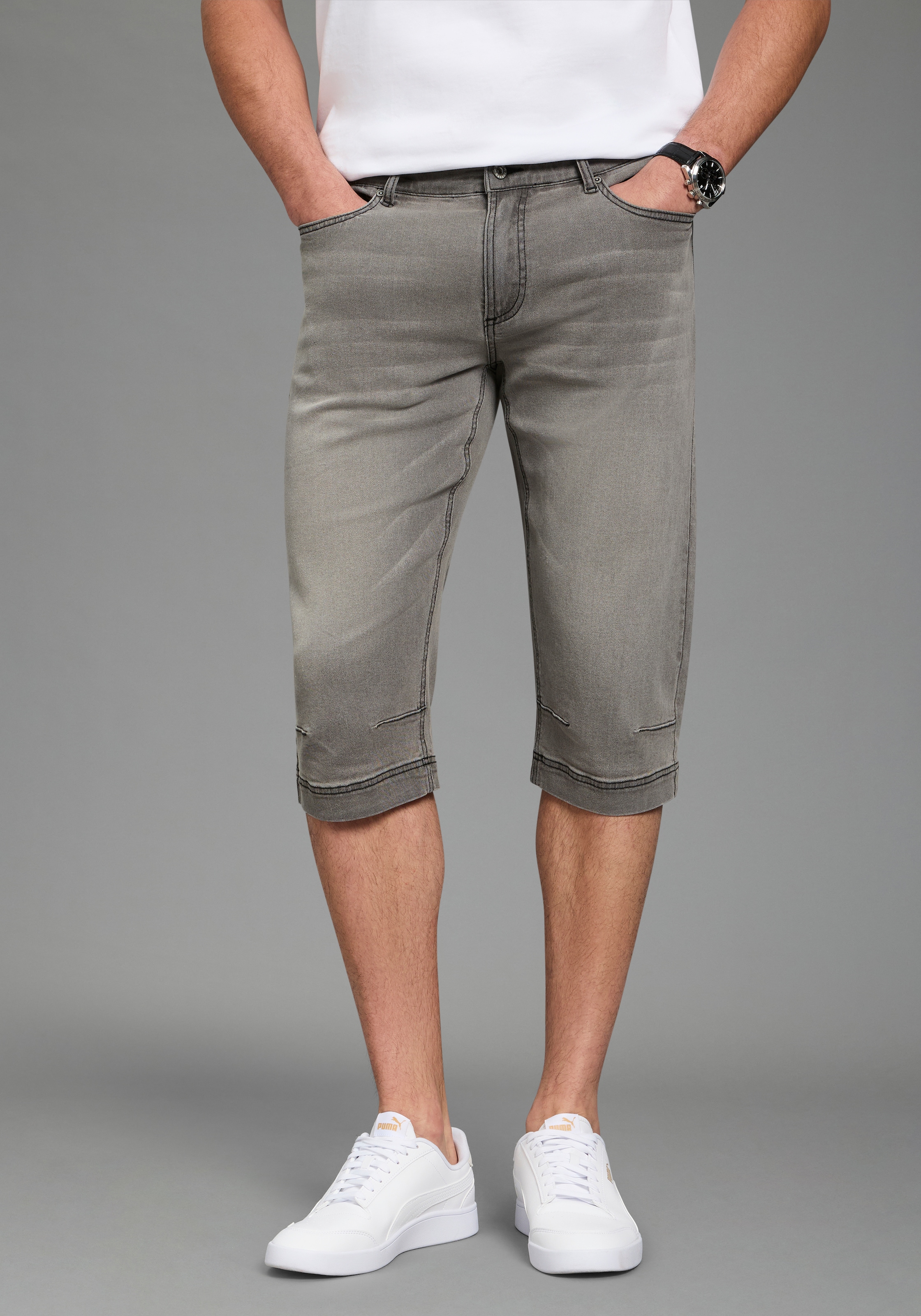 Bruno Banani Bermuda en jean »Hutch-Bermuda« Straight-Fit, hauteur normale de taille, en denim élastique