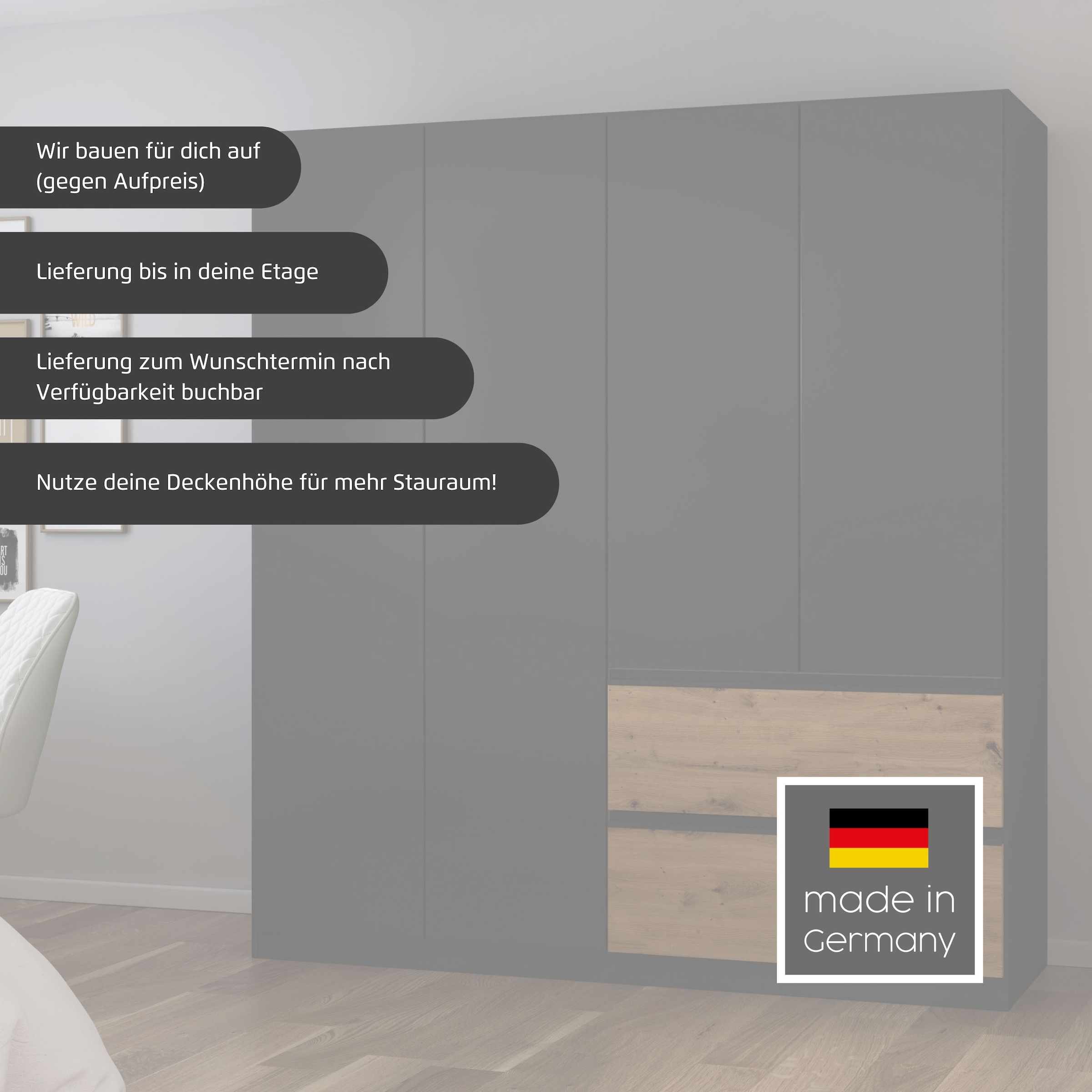 rauch Armoire à portes battantes »Kleiderschrank Schrank Garderobe Wäscheschrank Schlafzimmer JOEL« En 3 configurations différentes BASIC/CLASSIC/PREMIUM,  avec deux tiroirs, fonction Push-to-Open MADE IN GERMANY
