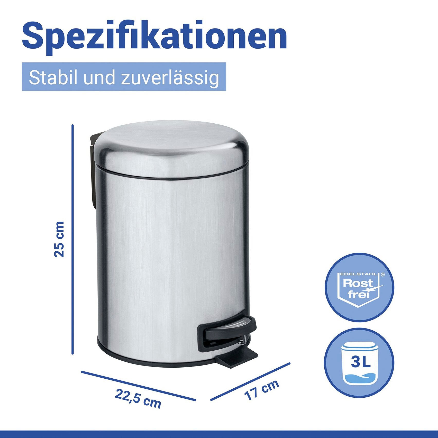 WENKO Seau à cosmétique »Leman« 3 litres, LxPxH : 17x25x22,5 cm