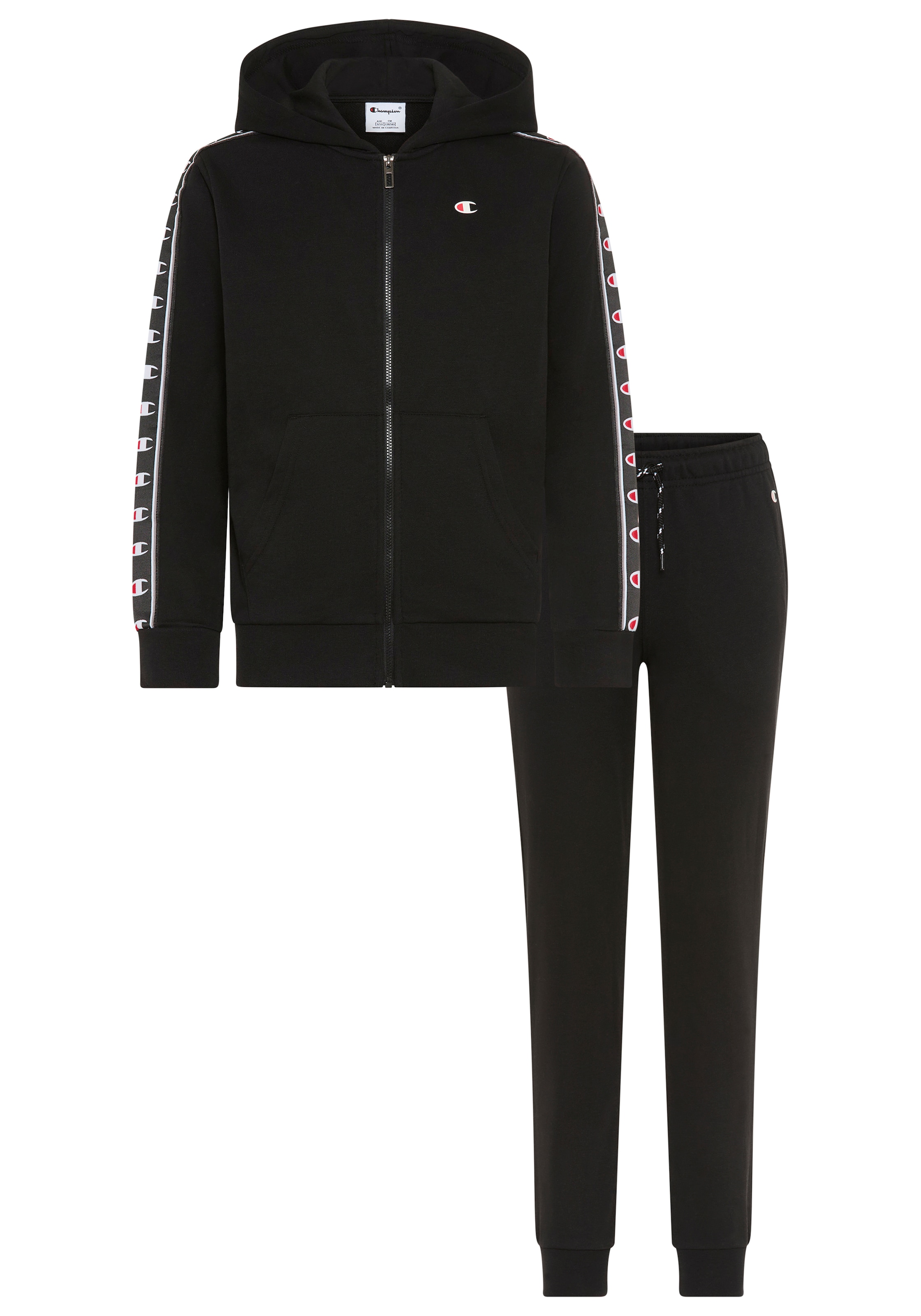 Champion Jogginganzug »Sport inspired Hooded Full Zip sweatsuit« 2 tlg. für Kinder, mit Kapuze, mit durchgehendem Reissverschluss
