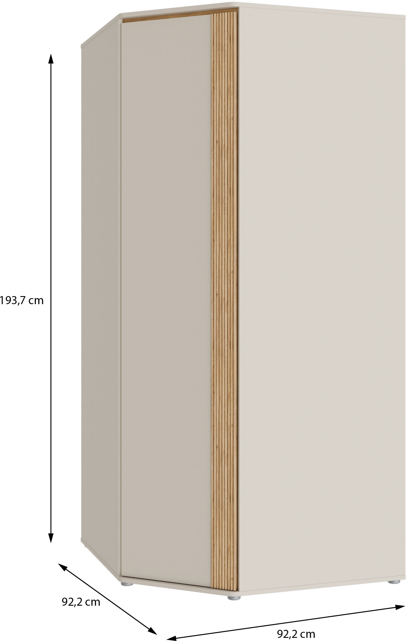 FORTE Eckkleiderschrank B/H/T 92,2/193,7/92,2 cm