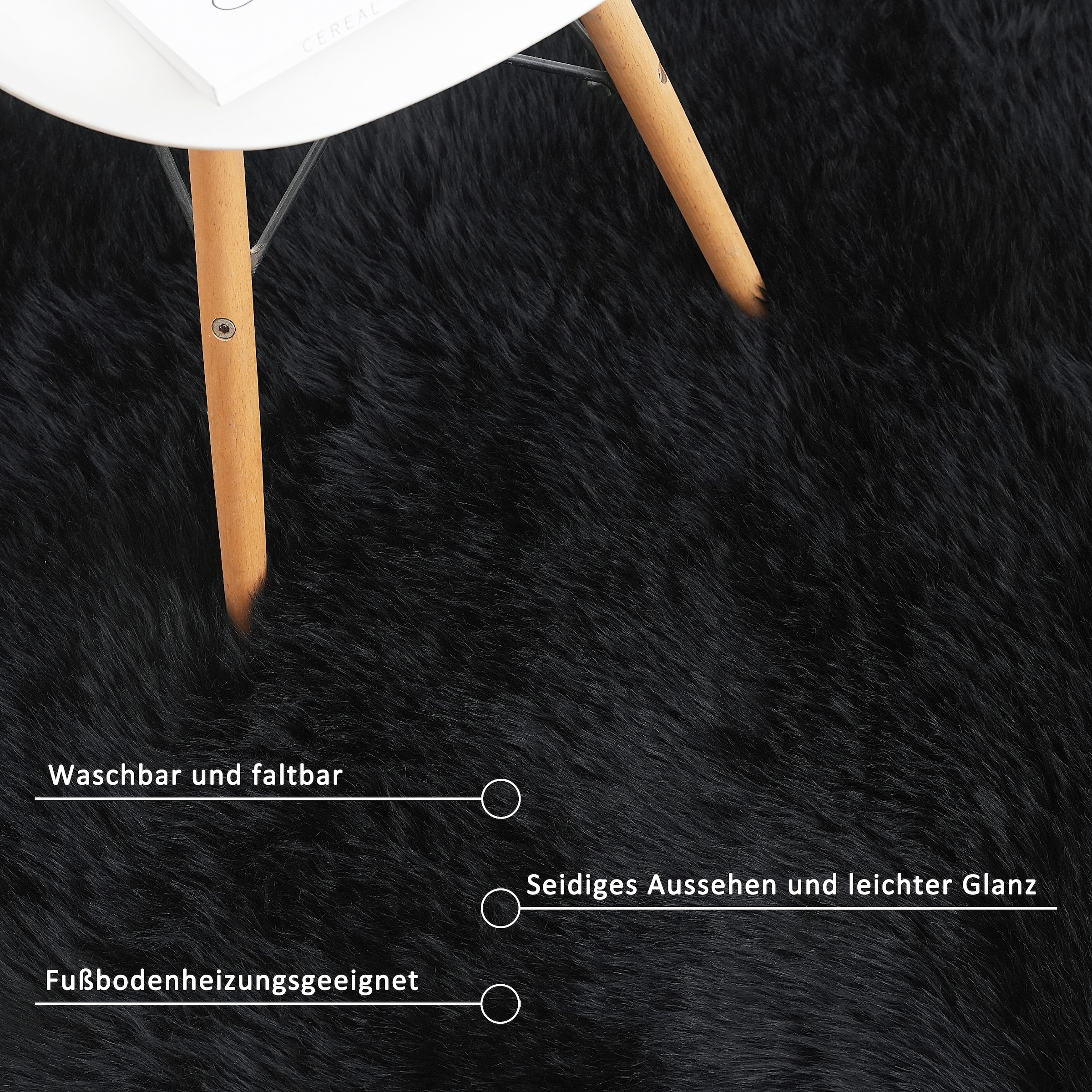 my home Tapis en fourrure »Dena, Hochflor Teppiche« Rectangulaire 60 mm Höhe Kunstfell, weich, Uni-Farben, Wohnzimmer, Schlafzimmer, Esszimmer