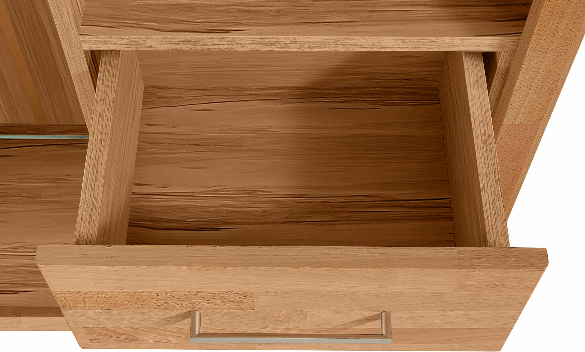 GOODproduct Highboard »Ribe,130cm breit145cm hoch,Fronten Massivholz,12 Fächer« Korpus  aus Holzwerkstoff, Metall Griffe,Böden versetzbar