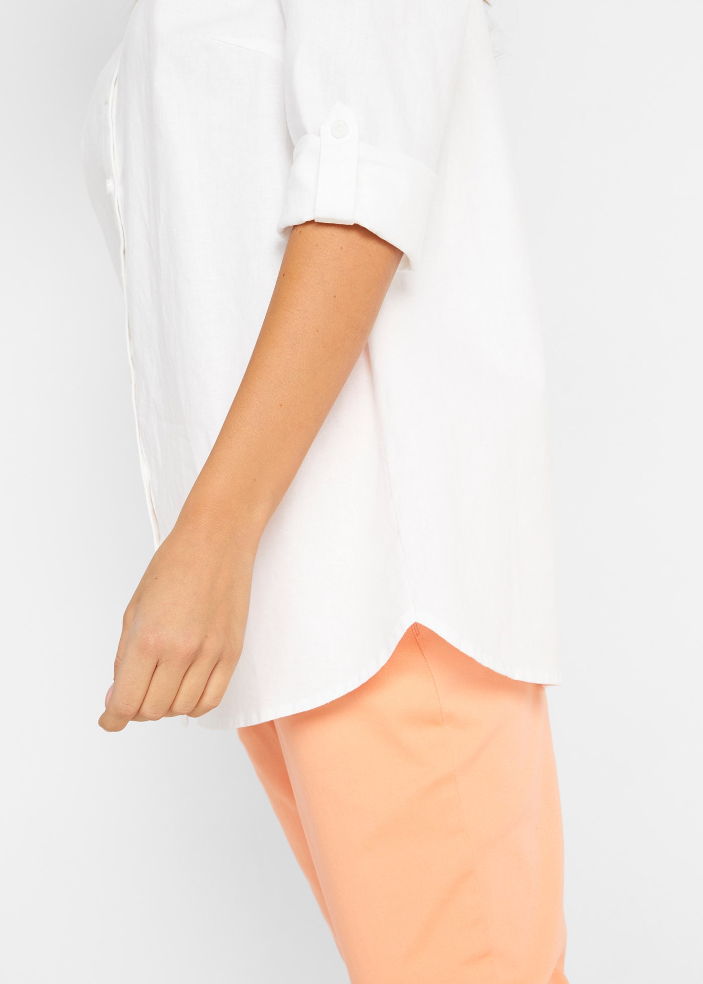 bonprix Blouse à manches longues »Bluse mit Leinen, 3/4 Arm« Coupe régulière, pour le quotidien, en lin et coton