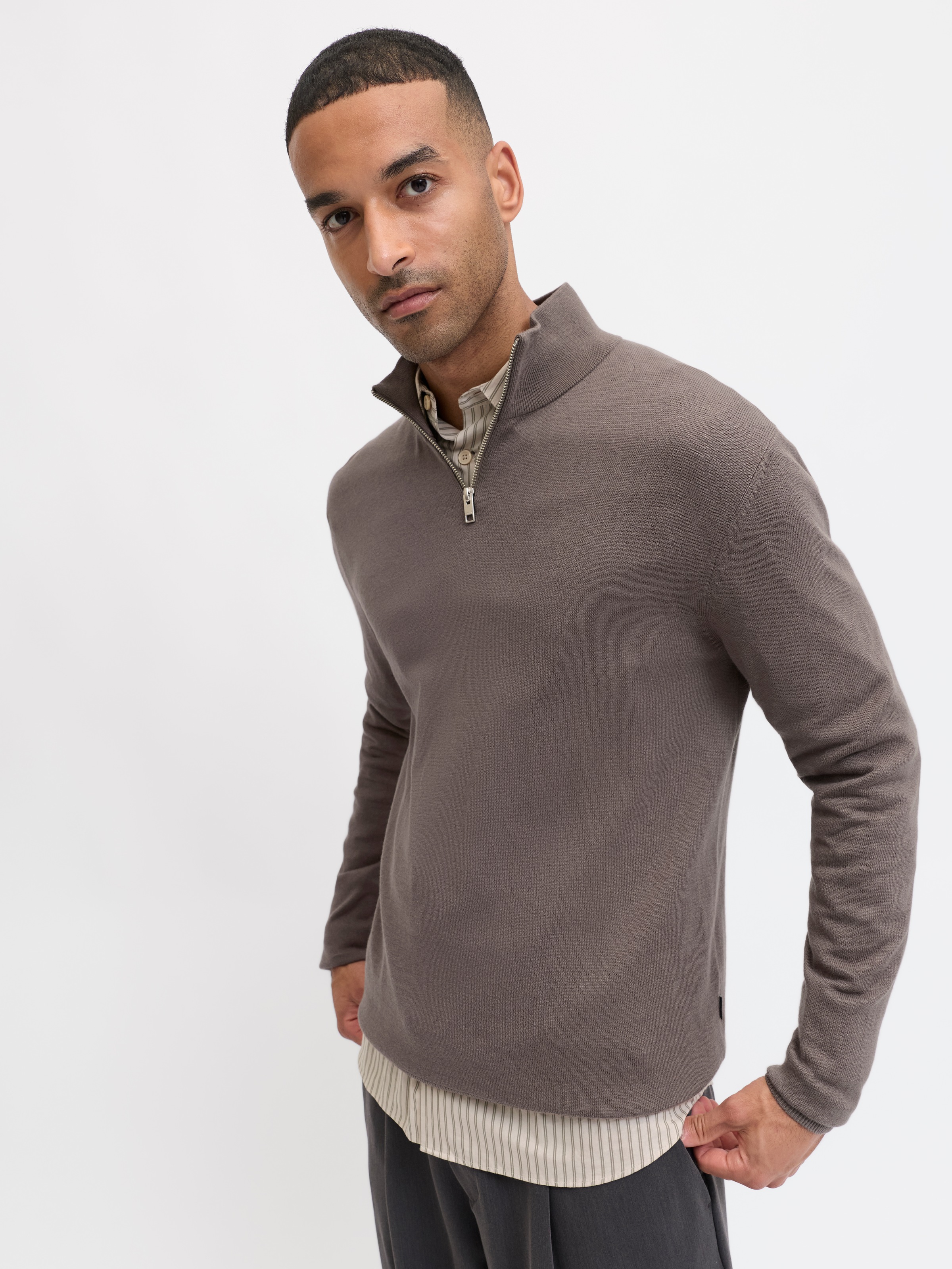 Jack & Jones Troyer »JJEEMIL KNIT HALF ZIP NOOS« Baumwollmischung, regular fit
