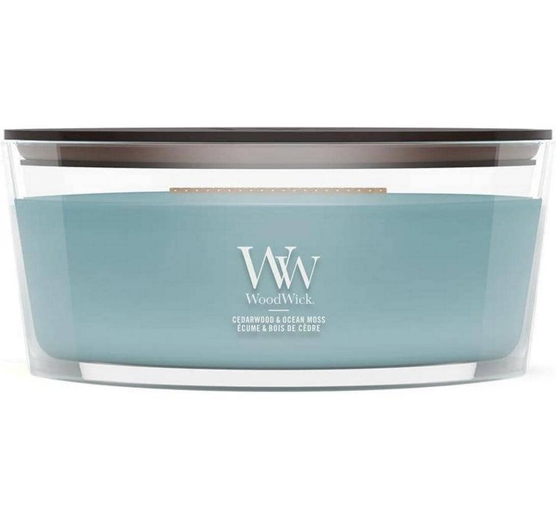 Woodwick Duftkerze »Cedarwood & Ocean Moss Ellipse«