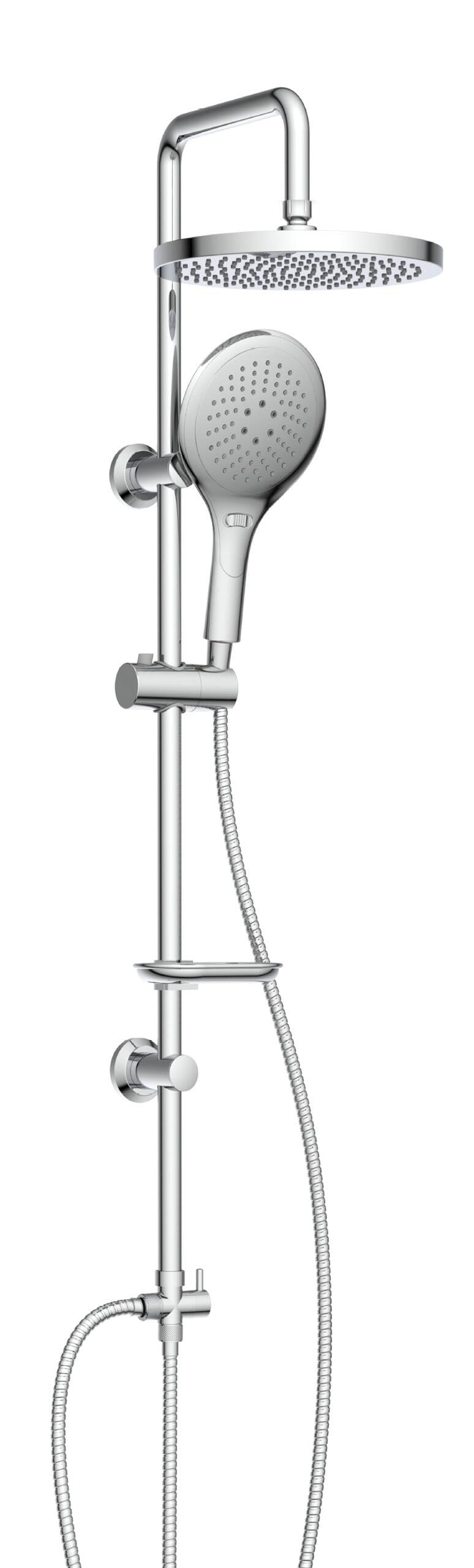 welltime Stangenbrause-Set »Lina« Überkopfbrause mit Seifenablage, Überkopfbrause mit 20cm Kantenlänge