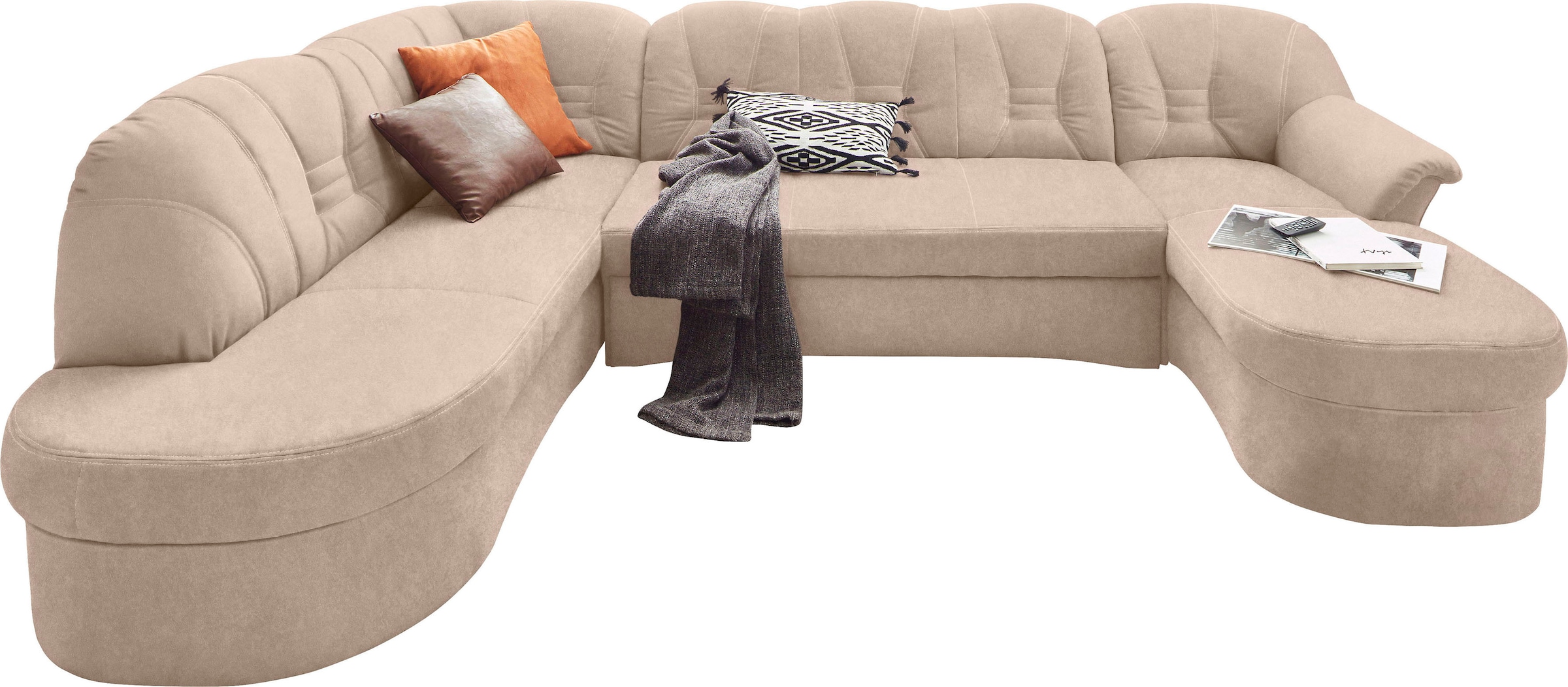 DOMO collection Paysage de salon »ELVA 293x180x84 cm, elegante Rückensteppung, U-Form« au choix avec fonction lit et ressorts ensachés