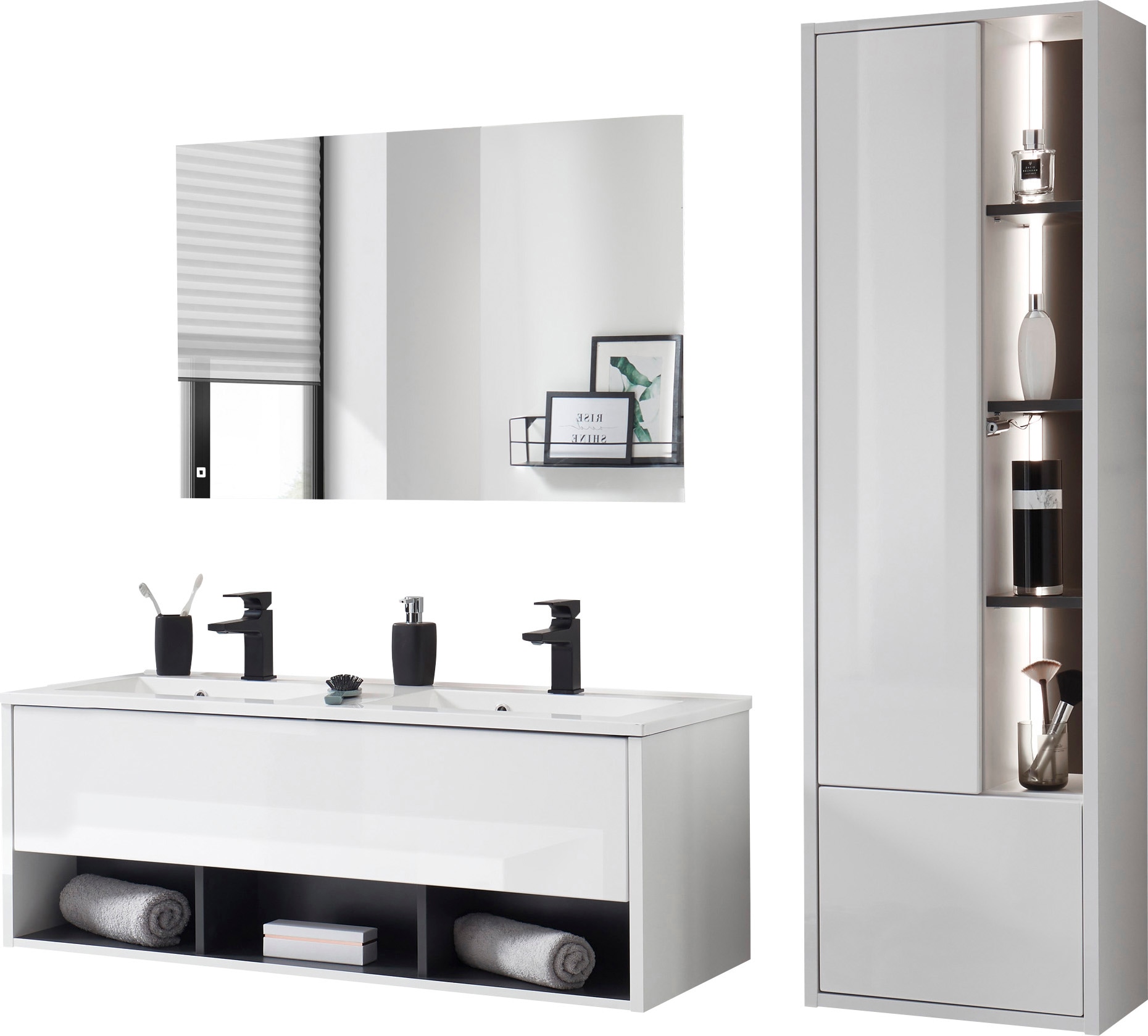 Home affaire Ensemble de meubles de salle de bain »Studio Line, Bad im modernen Design, 3-teiliges Badezimmer« 3 cuis tlg.