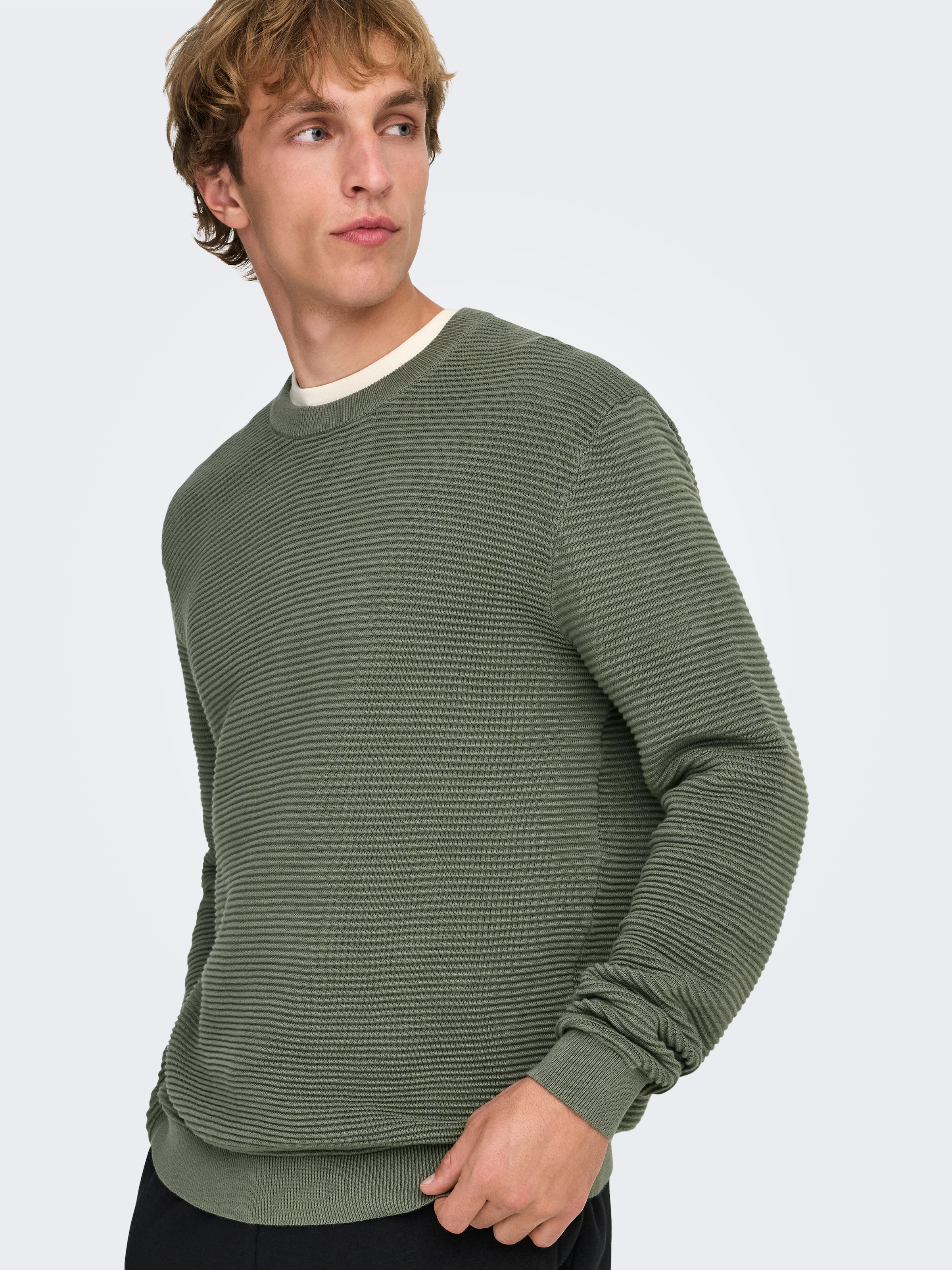 ONLY & SONS Rundhalspullover »ONSRON REG LS CREW NECK KNIT NOOS« Baumwolle, regular fit