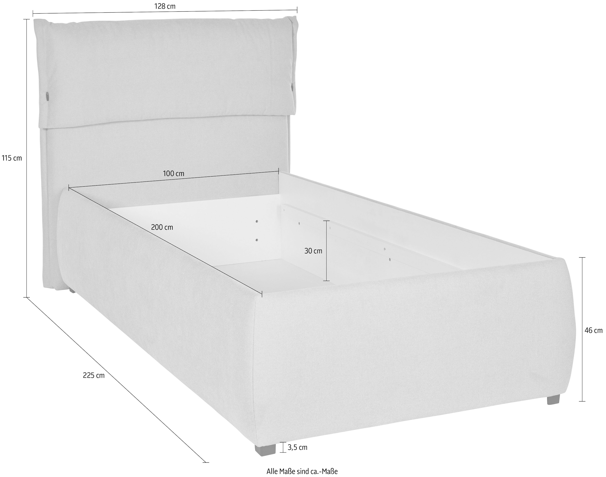 GOODproduct Lit rembourré »Jenson« en cadre de lit ou avec 3 types de matelas et degrés de fermeté