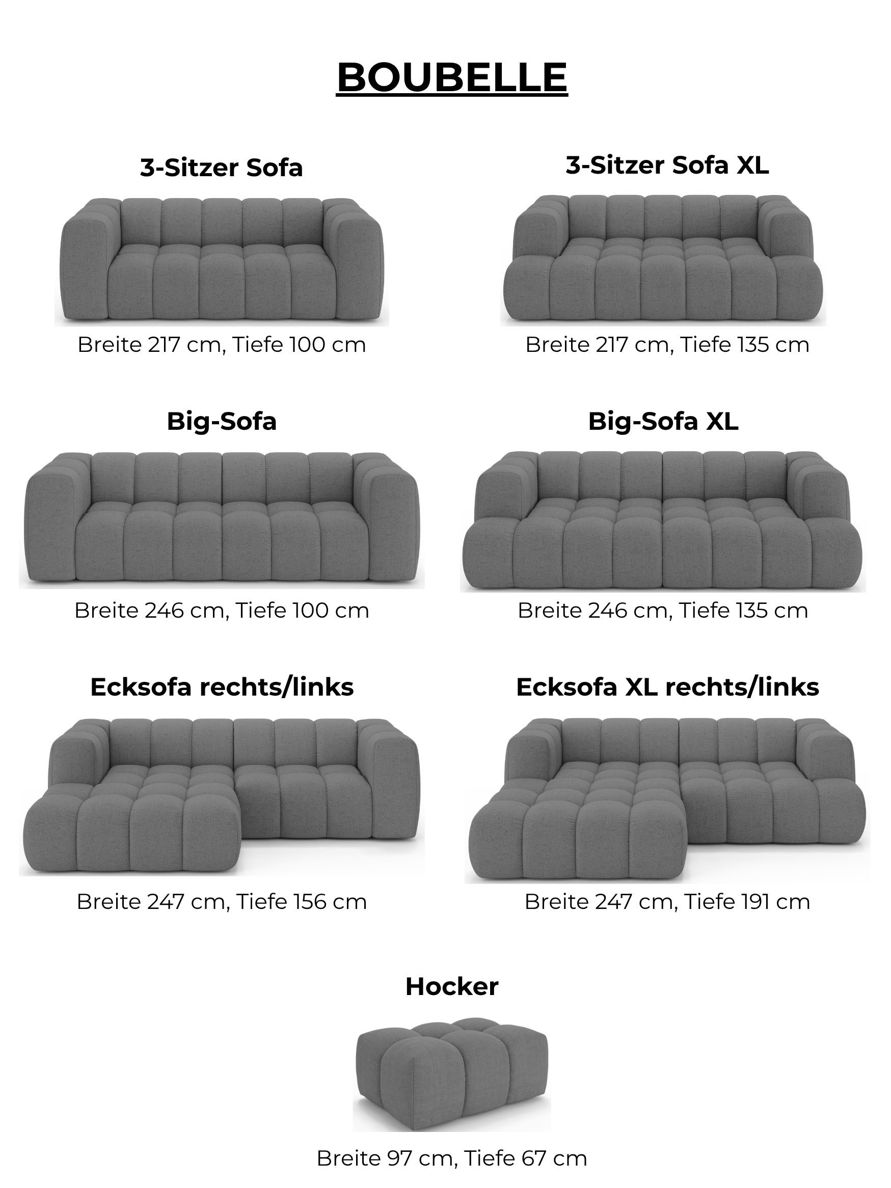 homsy by Ana Johnson Big-Sofa »»XL« BOUBELLE Design-Sofa extra tief, Bubble-Optik, Breite 246 cm« 4-Sitzer mit Wellenunterfederung, XL Sitztiefe 100 cm
