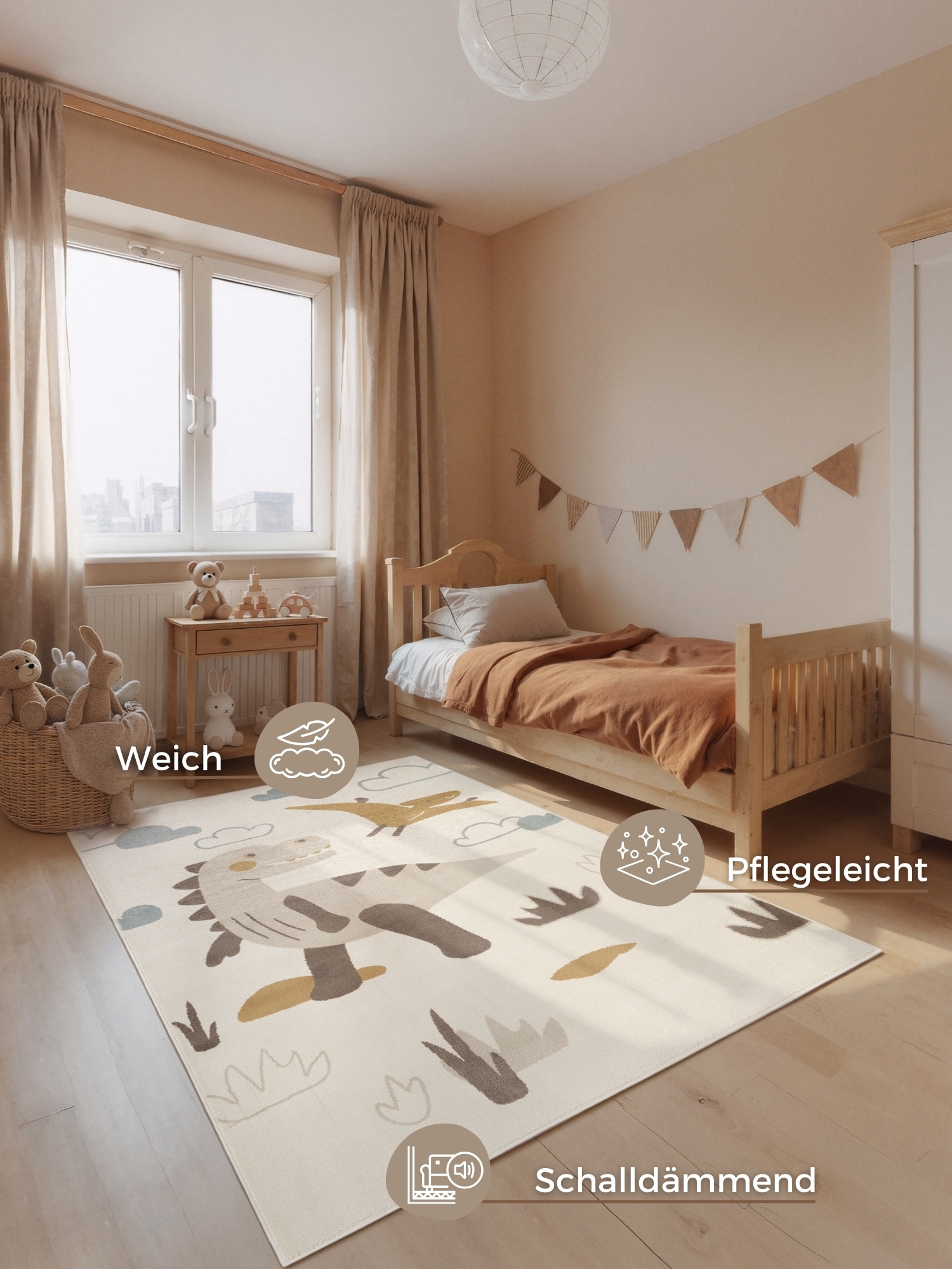 HANSE Home Tapis pour enfants »Dino« Rectangulaire 10 mm Höhe Pflegeleicht, Weich, Kinderzimmer, Spielteppich, Spielunterlage