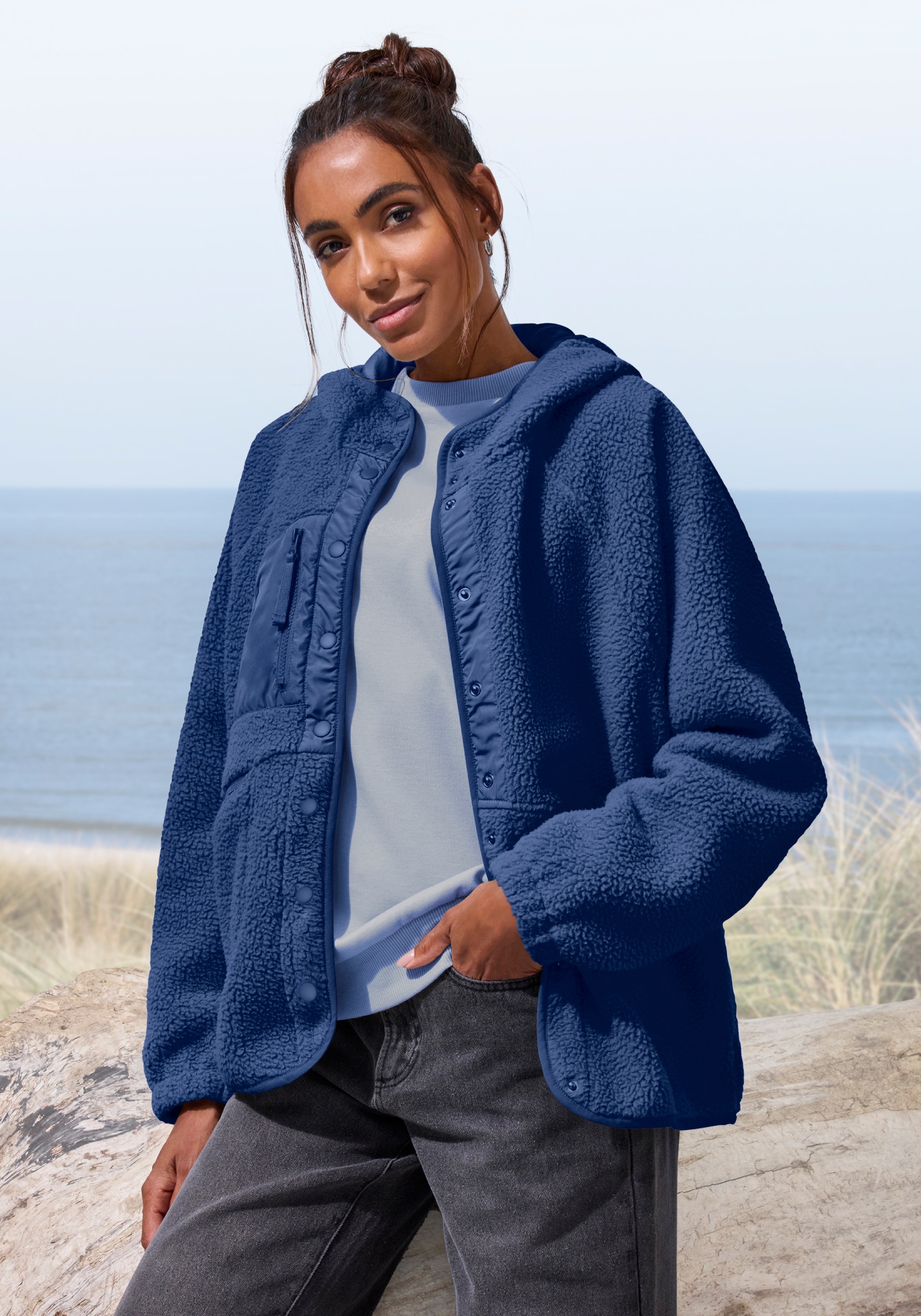 Vivance Active by Lascana Fleecejacke Oversized-Schnitt mit Fledermausärmeln