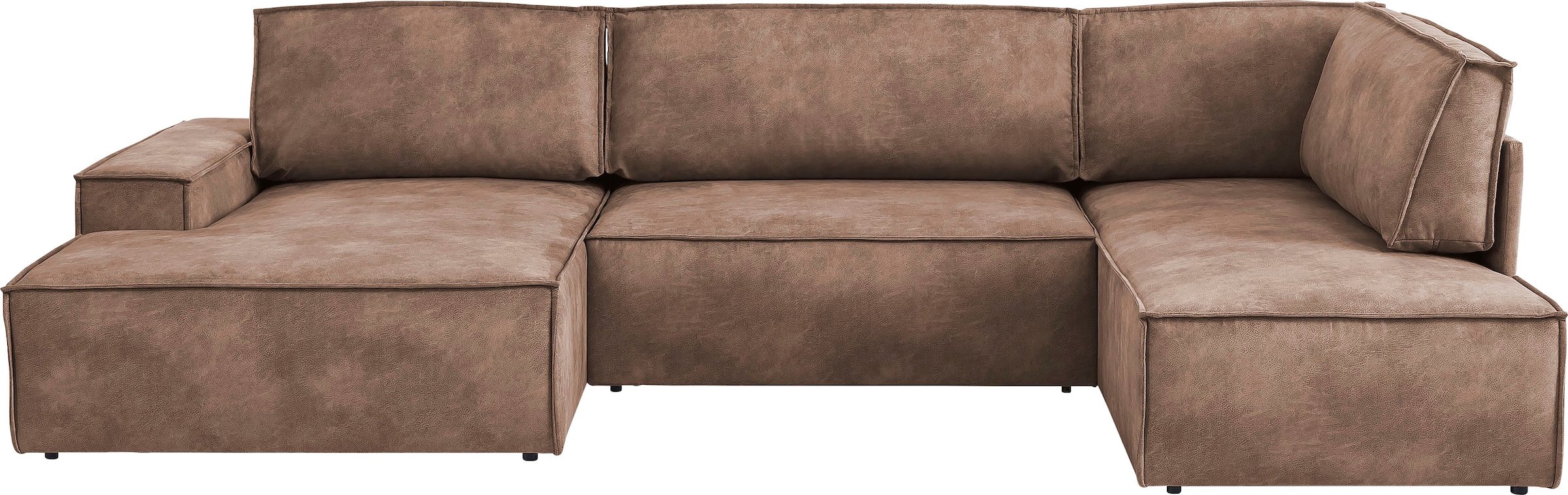 GOODproduct Paysage de salon »SHERWOOD Vintage Lederoptik U-Form, 329 cm« Fonction couchage avec coffre-lit (194x139 cm), velours côtelé, vintage, velours