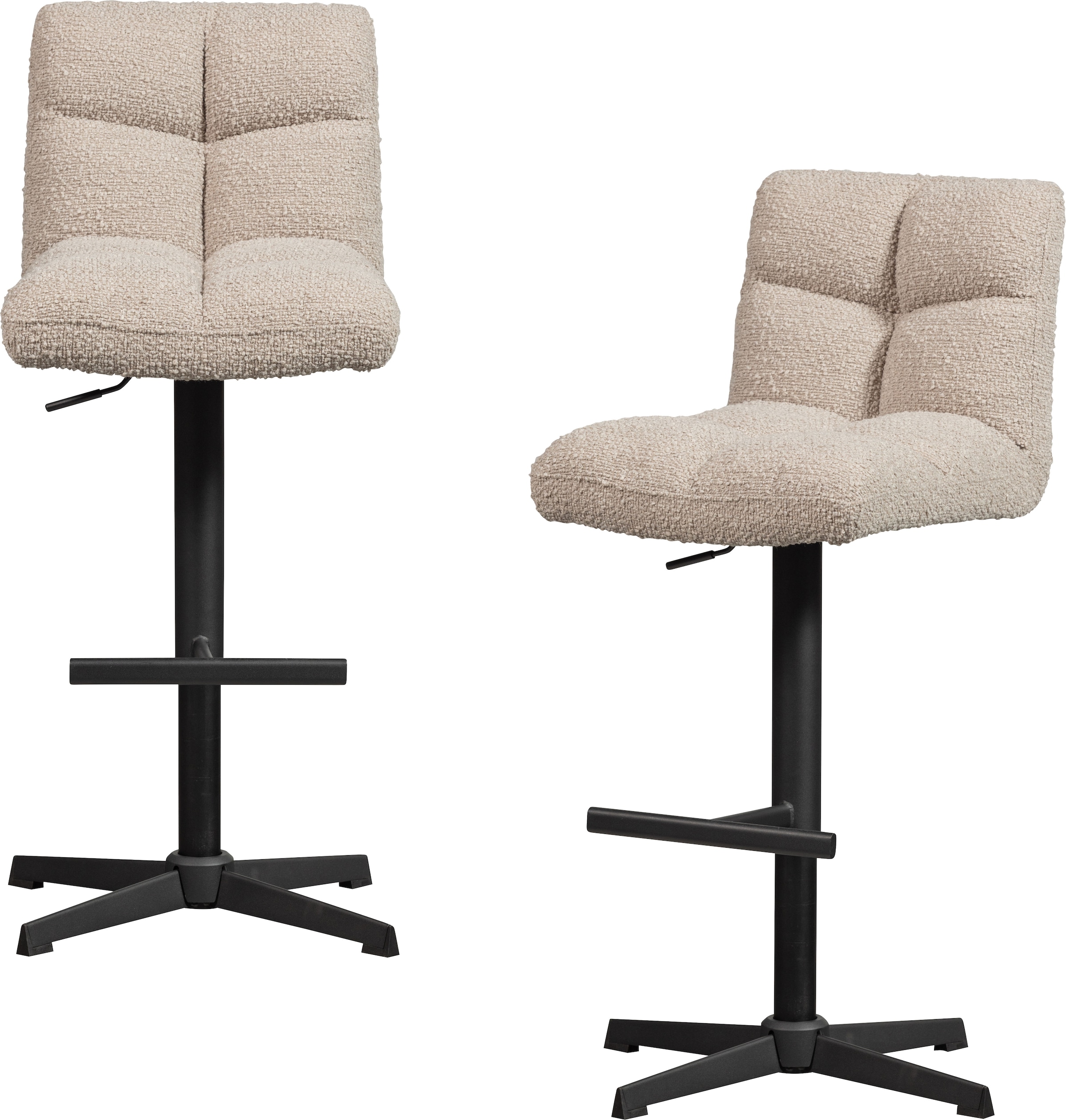 WOOOD Tabouret de bar »Vinny mit Bouclé-Bezug höhenverstellbar, B 44 x T 58 x H 114 cm« Ensemble, 2 cuis tlg. Hauteur d'assise de 60 à 80 cm, capacité 100 kg, mécanisme pivotant