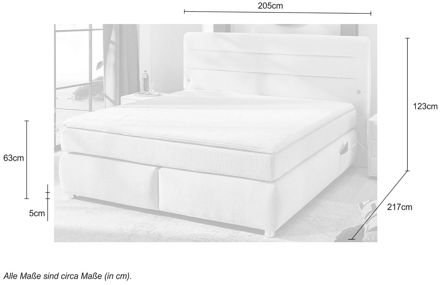 Jockenhöfer Gruppe Boxspringbett »Livia« inklusive LED-Beleuchtung, 4x USB-Ladeports, 7-Zonen-TTFK-Matratze