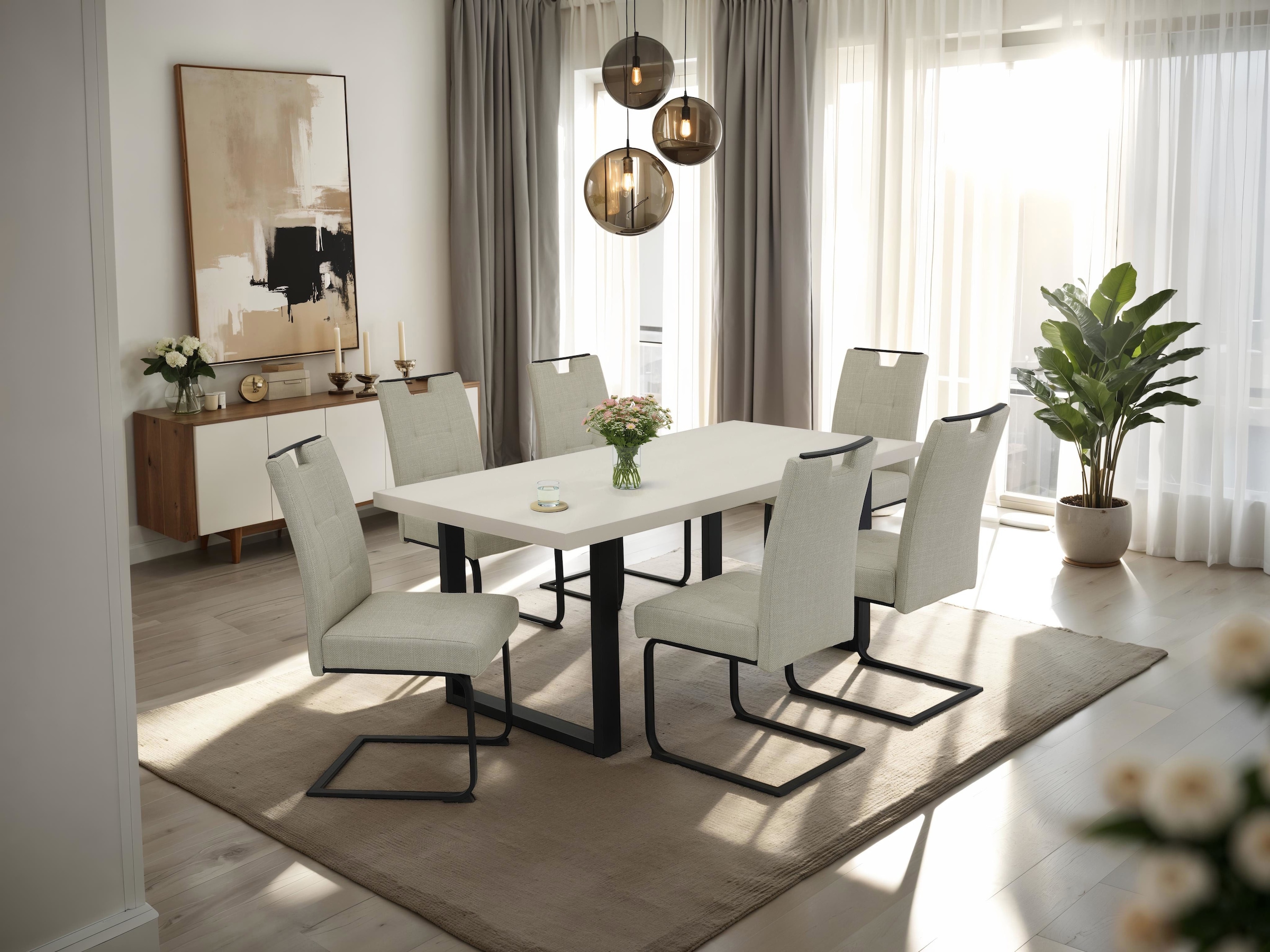 HELA Esstisch »MERAN« 1 Stk. tlg. U-Gestell,Cashmere,Azoto Matt lackiert,Metall,Spanplatte