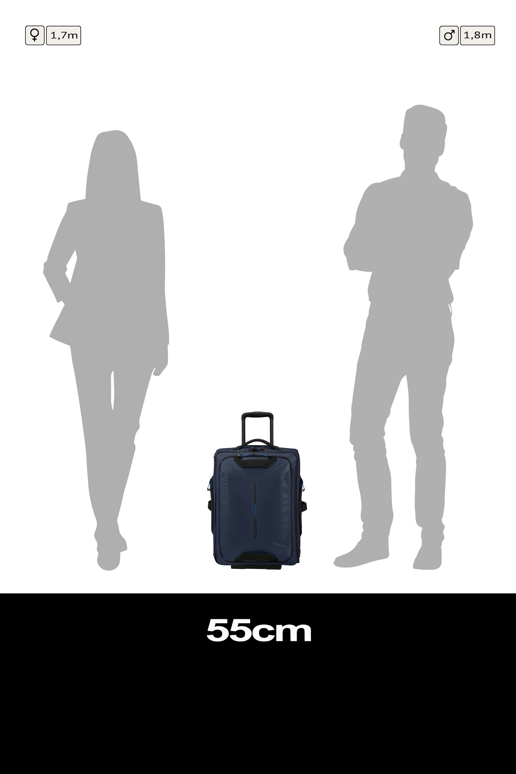 Samsonite Trolley à bagages souples »Prodiver 55« 51 litre 2 Rollen en nylon robuste, avec poche latérale pratique, avec housse de pluie