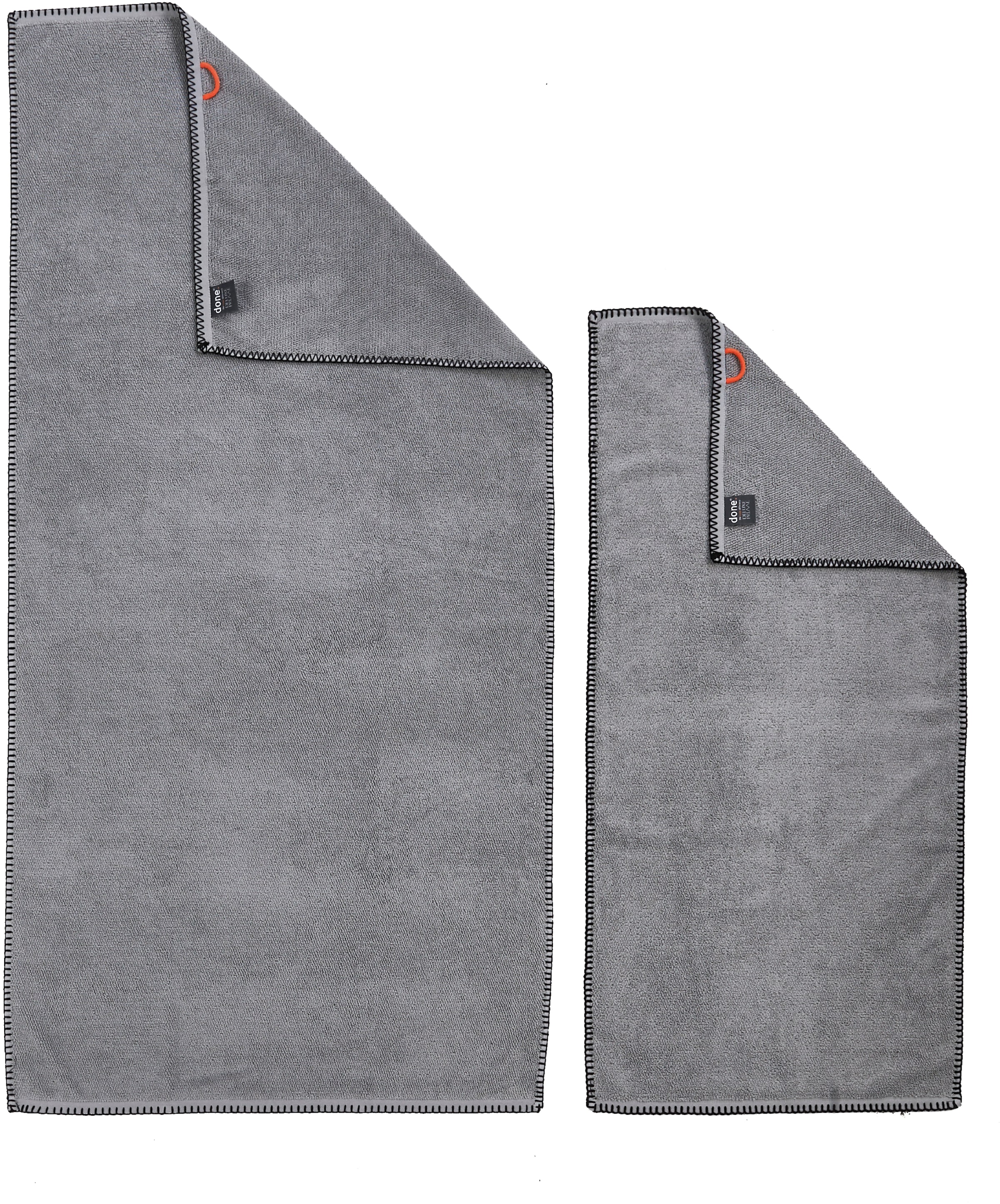 done.® Handtuch Set »Deluxe Prime 2xHandtücher (50x100 cm), 2x Duschtücher (70x140 cm)« Set 4 Stk. Zwirnfrottee mit einfassender Ziernaht in schwarz
