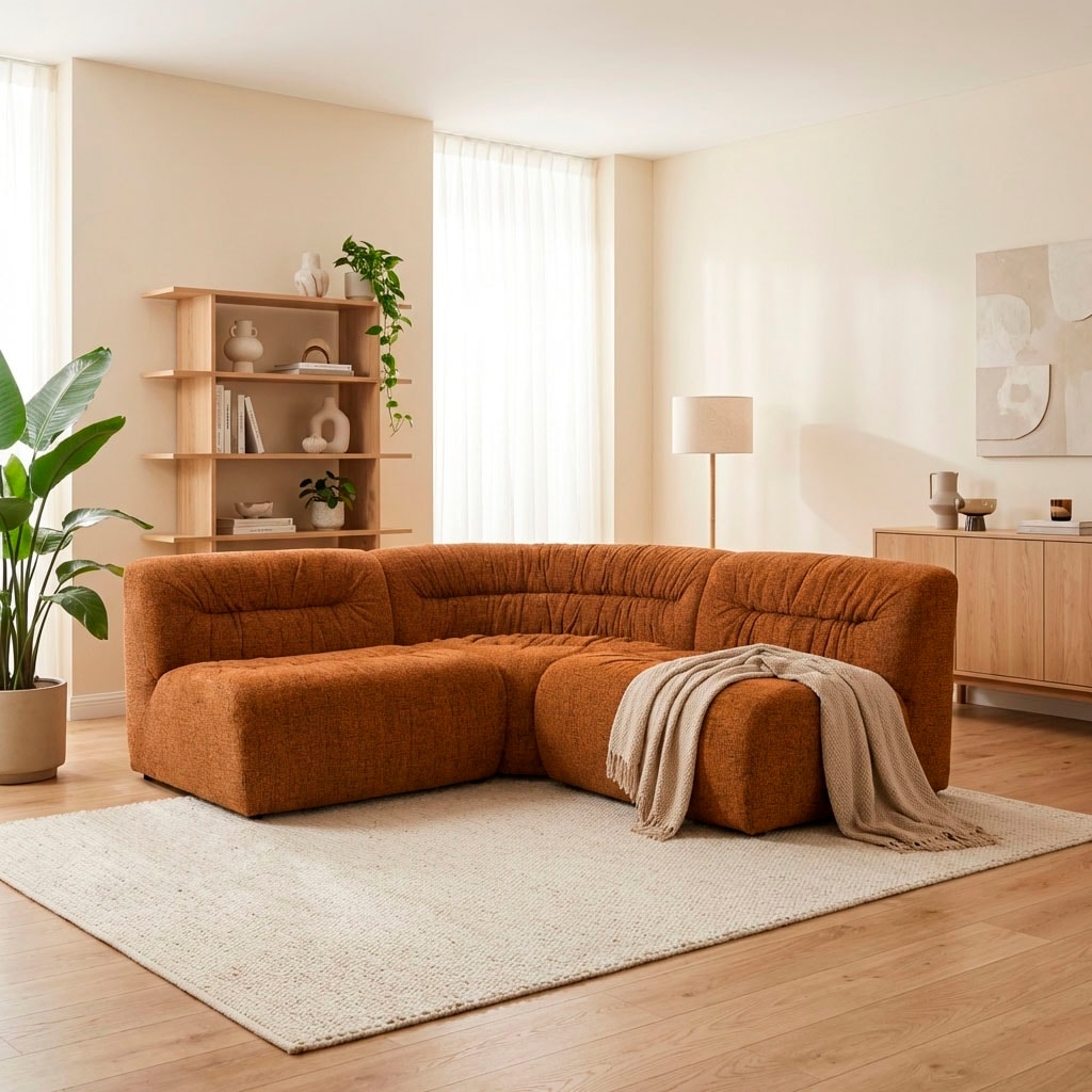 DOMO collection Canapé d'angle »Solum, B/T: 214/214 cm, Retro Design mit grosszügiger Polsterung« avec ressorts ensachés, forme en L