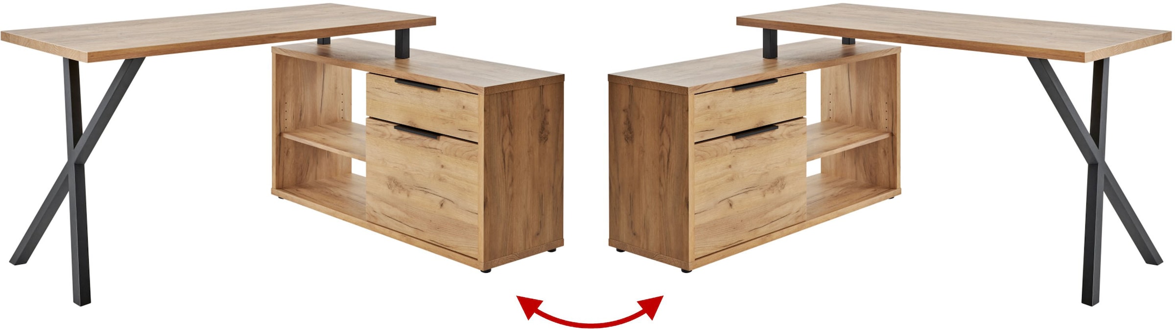 Jahnke Schreibtisch »X-TRA C 145 E« 1 Stk. tlg. Eckschreibtisch, wechselseitig montierbar, X-Gestell