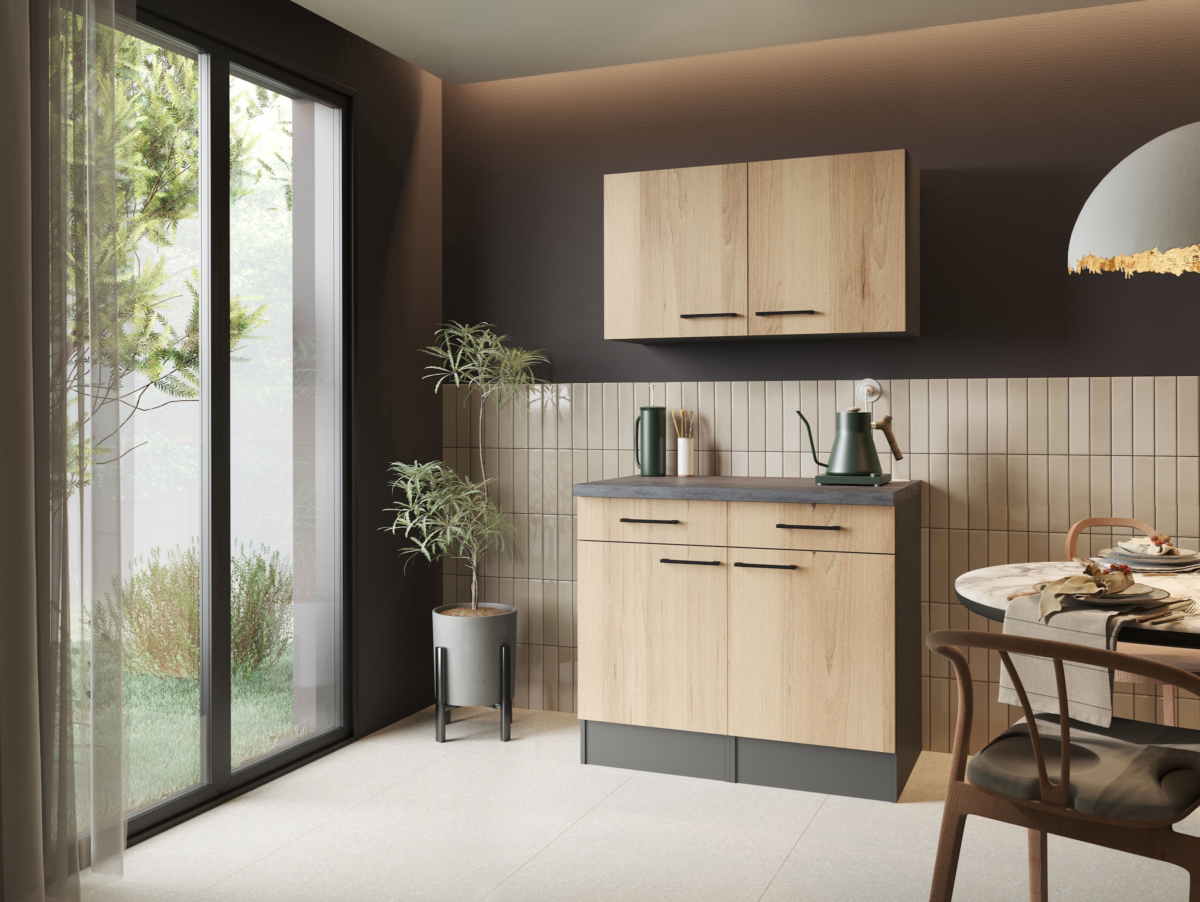 RESPEKTA Buffet »Oliver« démonté, avec fonction de fermeture douce, y compris armoires hautes, largeur 100 cm