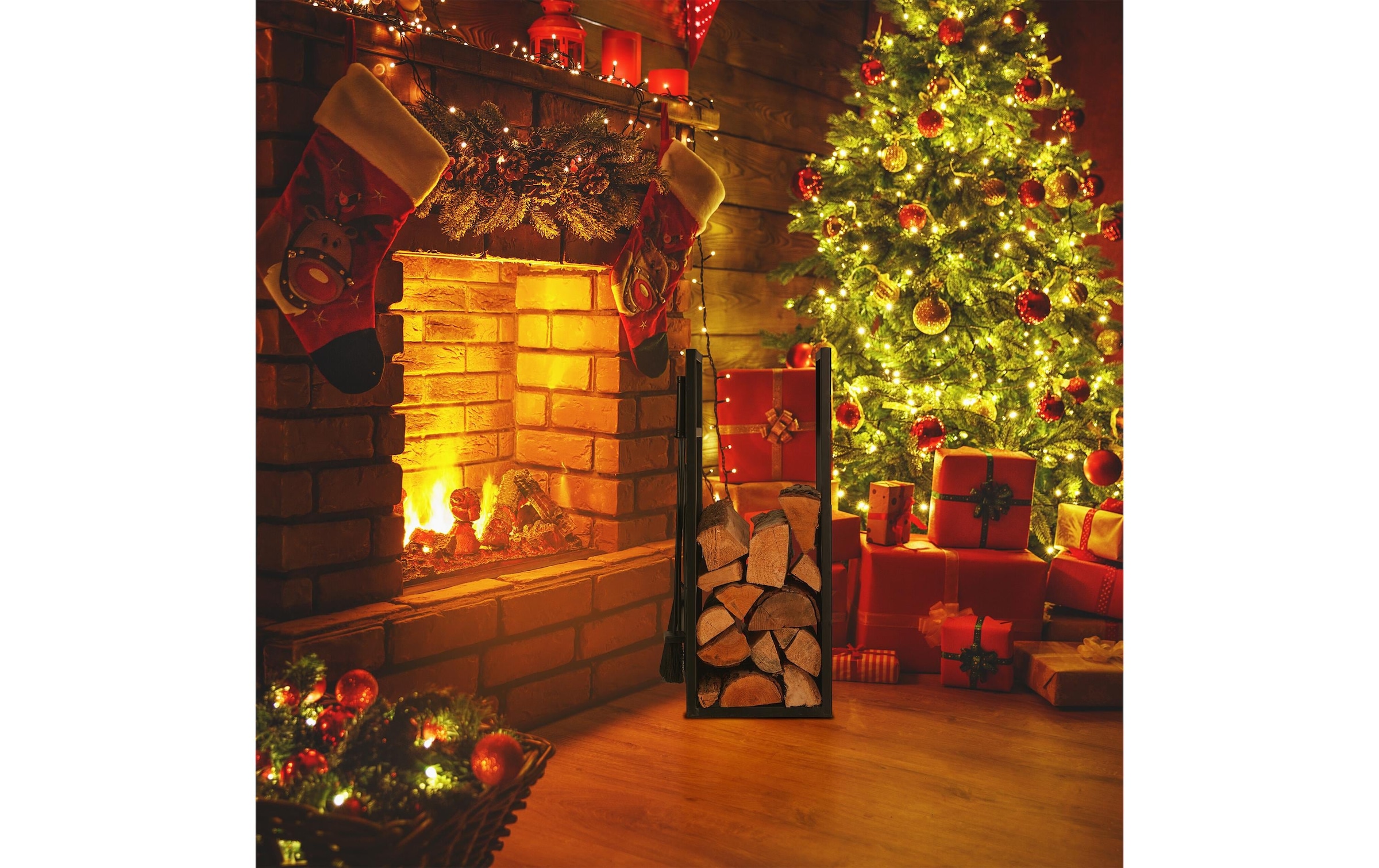 relaxdays Kaminholzregal »mit Besteck« 5 Stk. tlg.