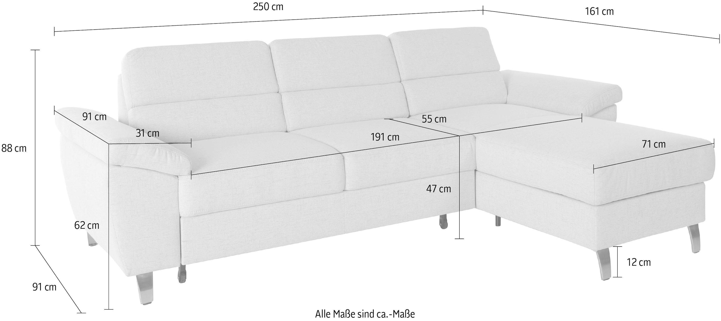 sit&more Ecksofa »Sorano L-Form« wahlweise mit Bettfunktion und Bettkasten