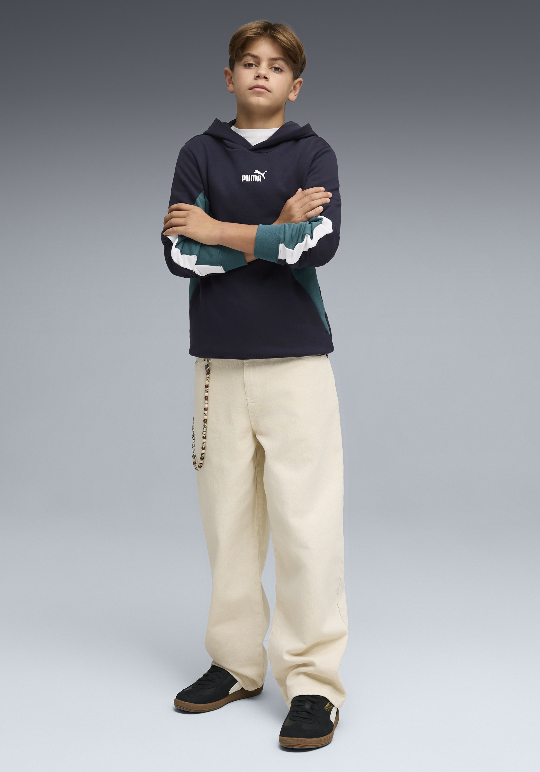 PUMA Kapuzensweatshirt »ESS BLOCK HOODIE TR B«, Regular Fit, für Jugendliche, aus Baumwollmischung, mit Kapuze
