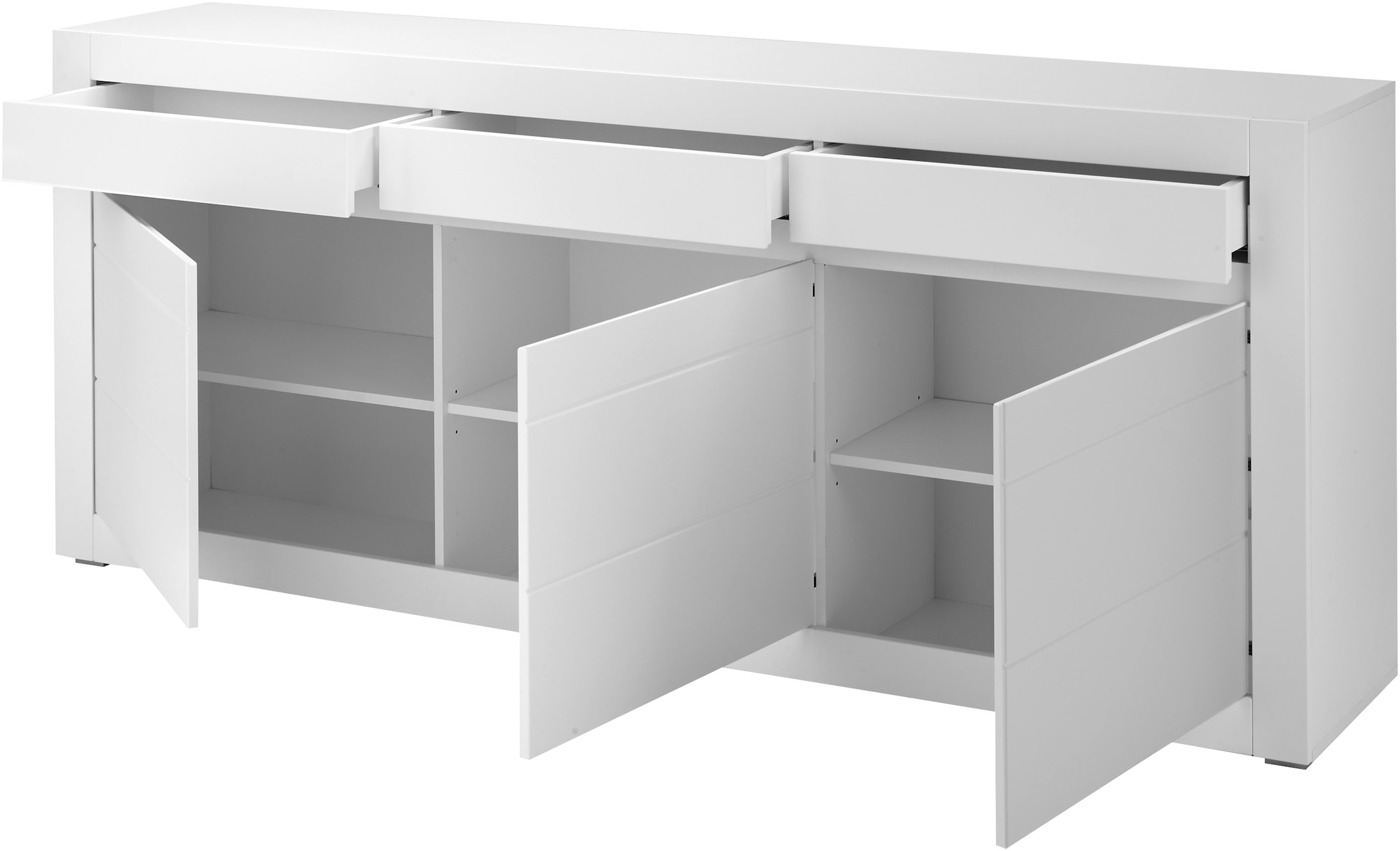 Home affaire Sideboard »Chester, moderne Anrichte, Kommode mit Stauraum, Schrank, Weiss Matt« 1 cuis tlg. austauschbare Blende in Griffleiste, zeitloses Design, 217 cm breit