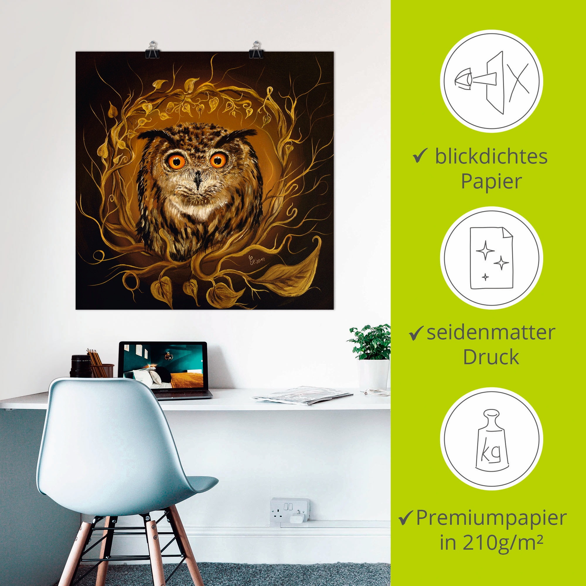 Artland Poster »Eule des Friedens« 1 cuis tlg. ohne Rahmen