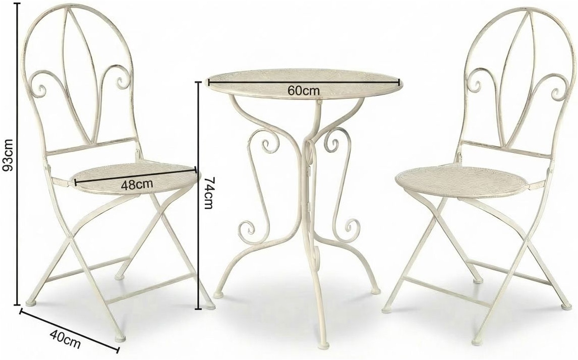 Ambiente Haus Essgruppe »Tisch & 2 Stühle Bistro-Set in Antikweis« Set, 3 tlg.
