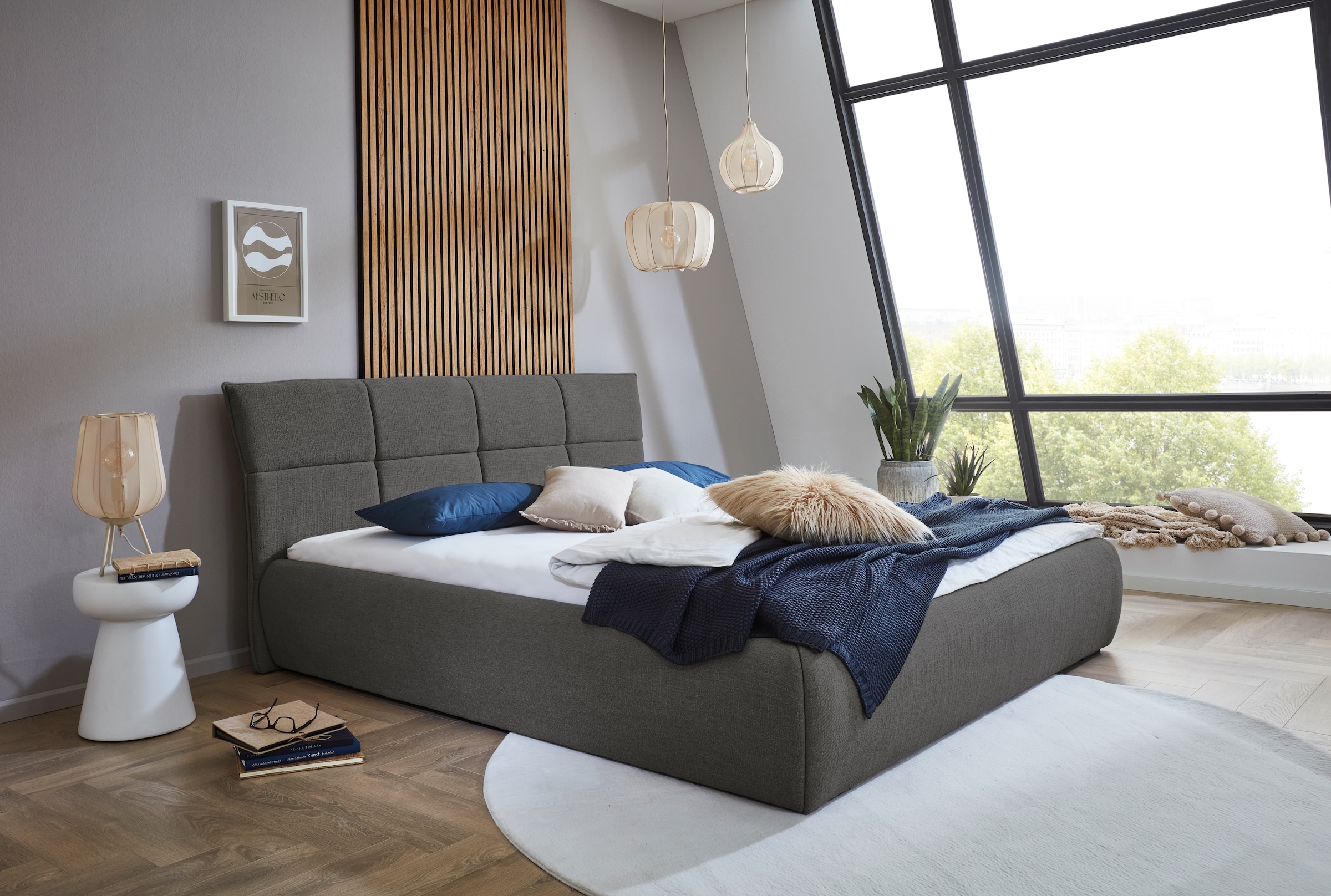 ATLANTIC home collection Polsterbett »Narin in verschiedenen Grössen« modernes gepolstertes Kopfteil mit stillvollen Akzenten