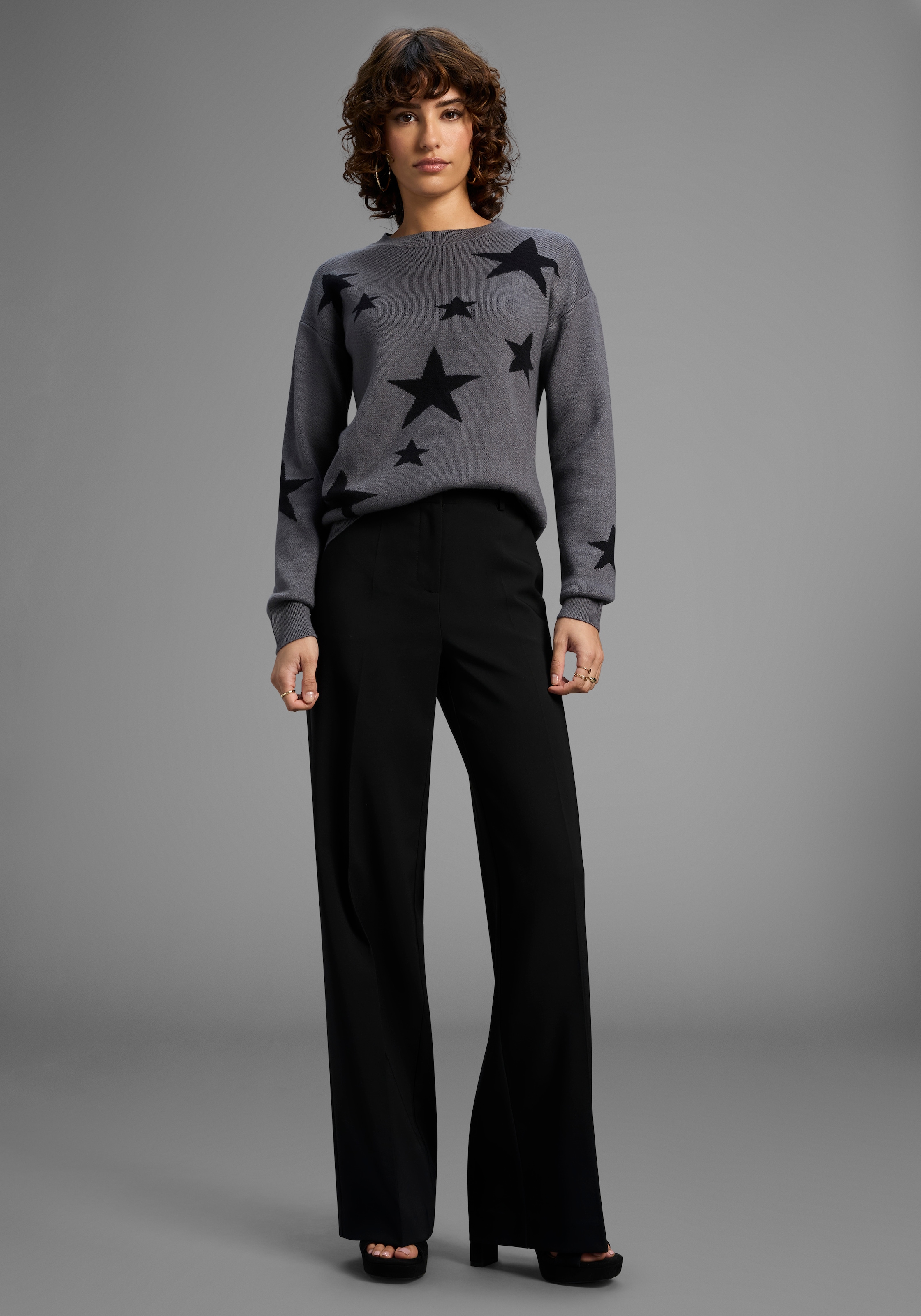 Laura Scott Pull à col rond kuscheliger Winterstrick mit Sternenmuster - NEUE KOLLEKTION