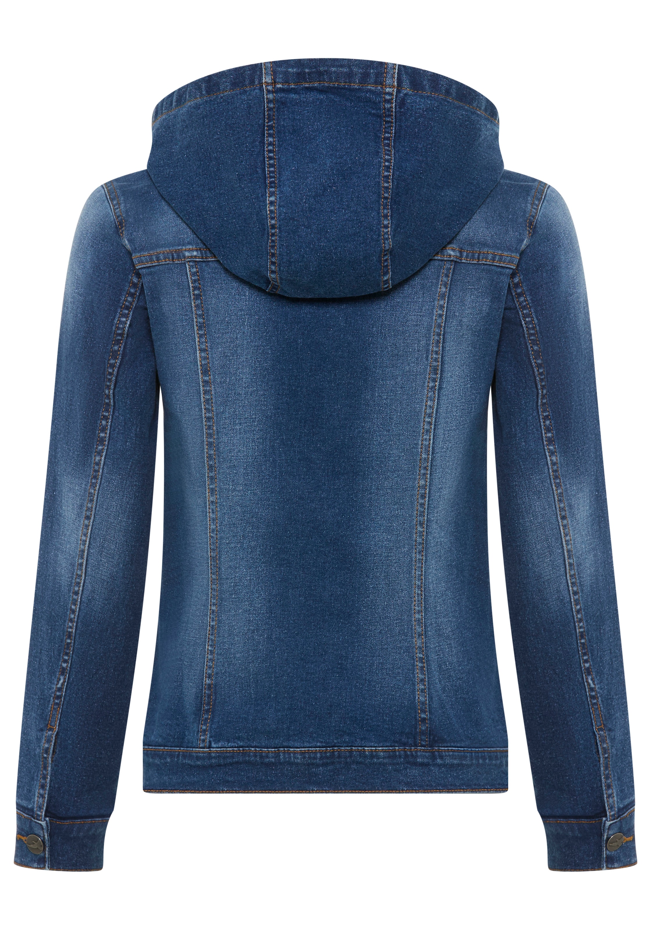 Arizona Veste en jean mit Kapuze mit Kapuze, Regular Fit, mit Knopfleiste, mit Knopf-Applikationen