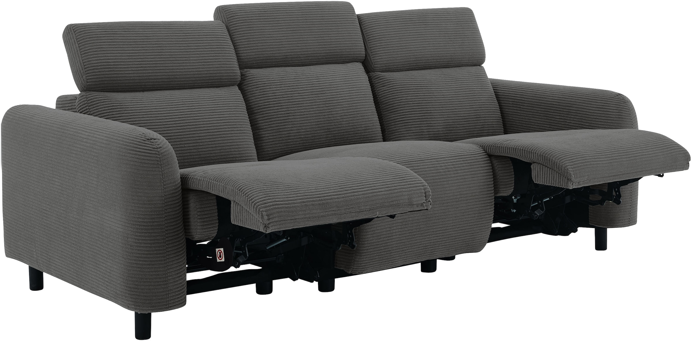 GOODproduct 3-places »SKAANE Cord-Sofa, 229 cm, manuelle u. elektrische Relaxfunktion« fonction relax sur 2 sièges, réglage de l’appuie-tête, rembourrage à ressorts